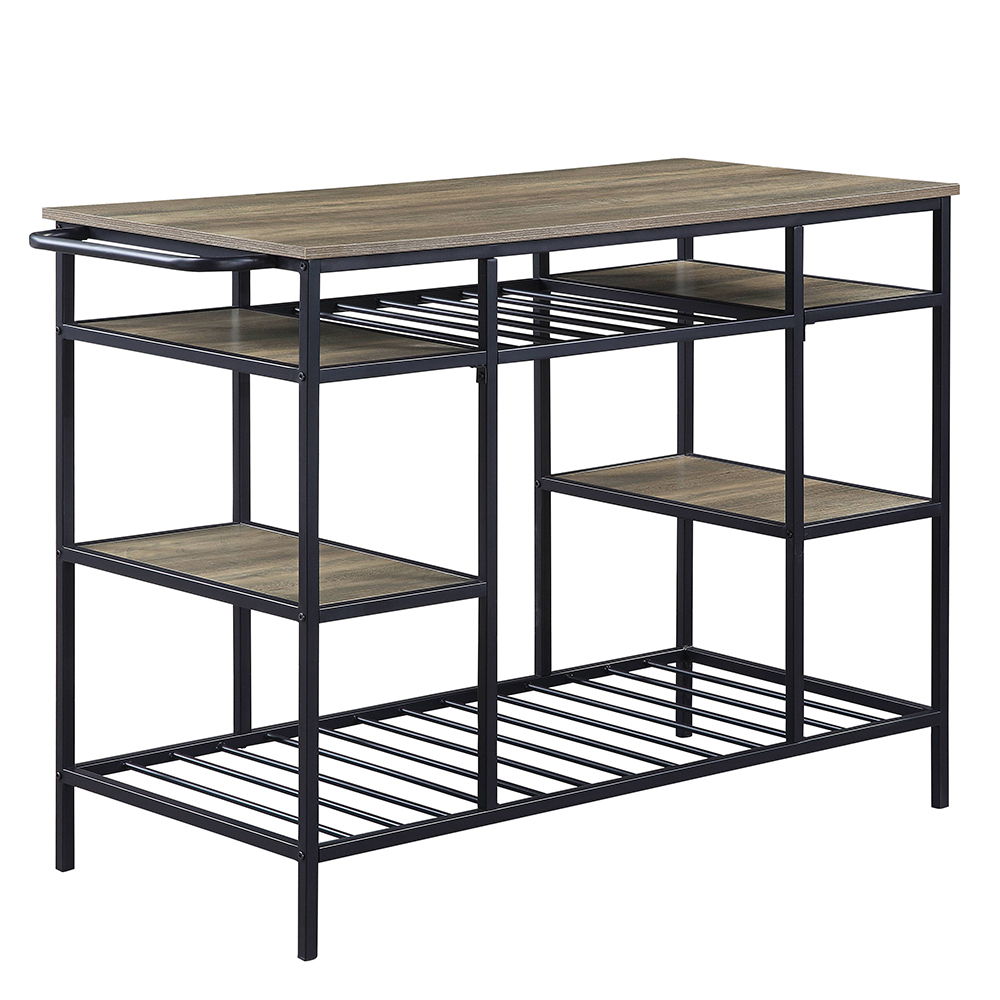 Lona - Kitchen Island - Rustic Oak & Black, black, view 2