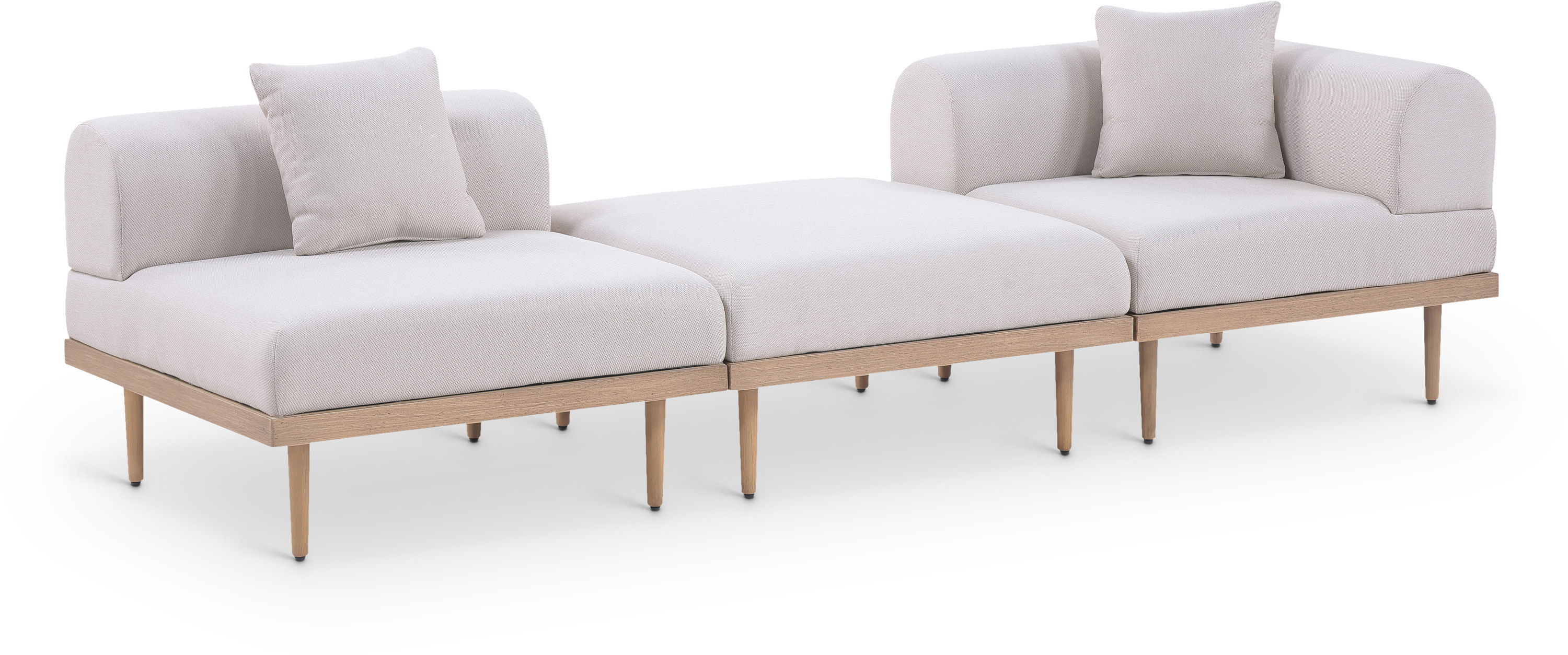 3 Pc · Resilient Water Resistant Fabric 106.5" Upholstered Outdoor Patio Modular Sofa