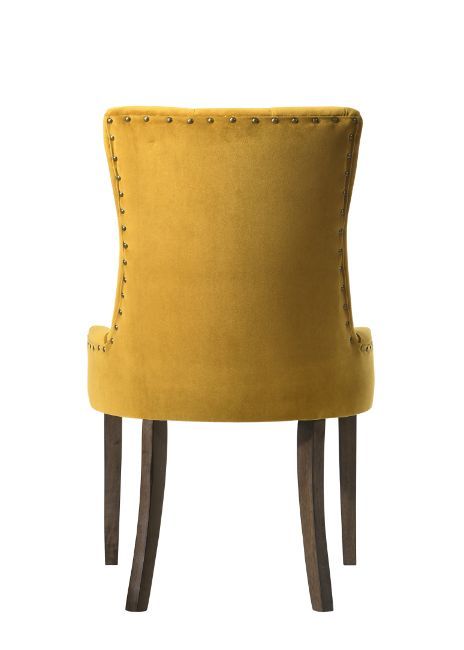 Farren - Side Chair (Set of 2) - Yellow Velvet & Espresso, light brown, view 7
