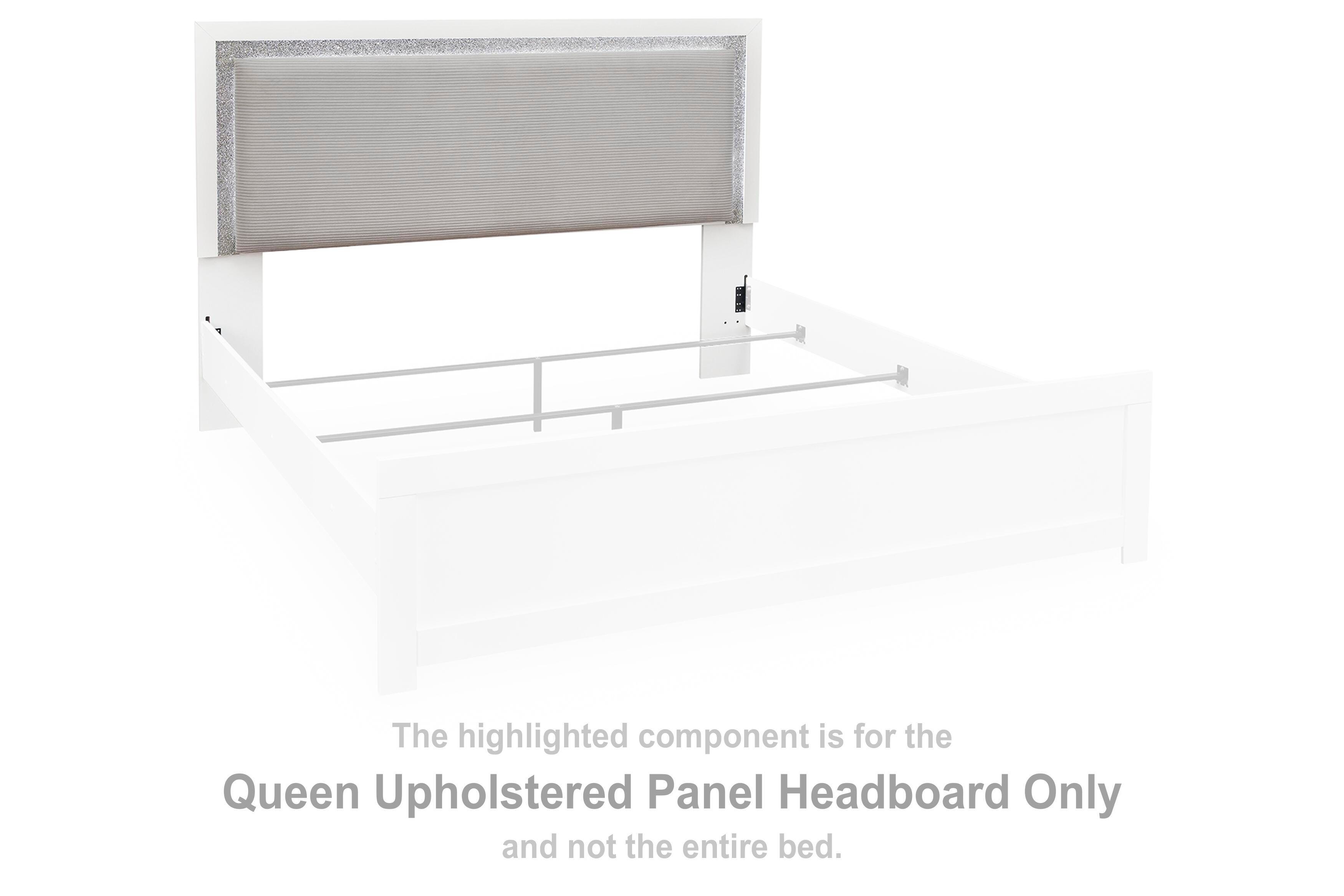 Maeling – Queen Upholstered Panel Headboard – White / Gray