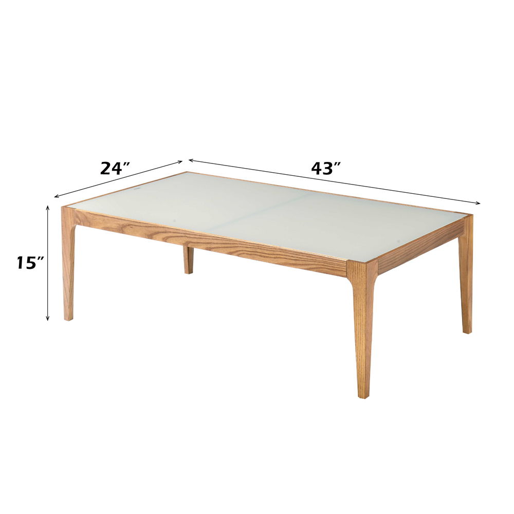 Gwynn - Coffee Table - Frosted Glass & Natural, beige, view 4