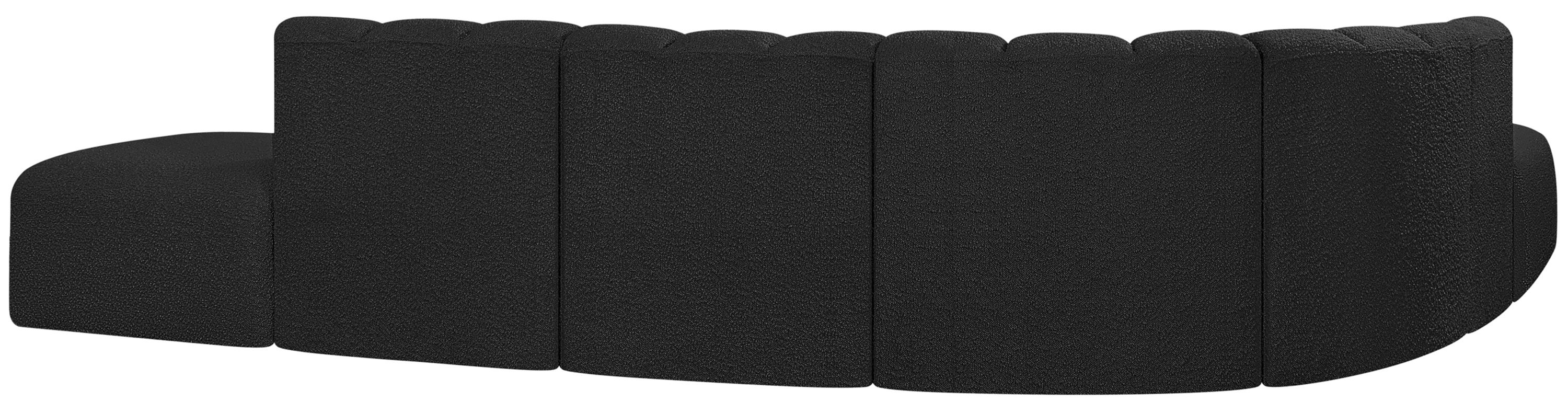 Arc - Boucle Fabric 7 Piece Corner Modular Sofa - Black