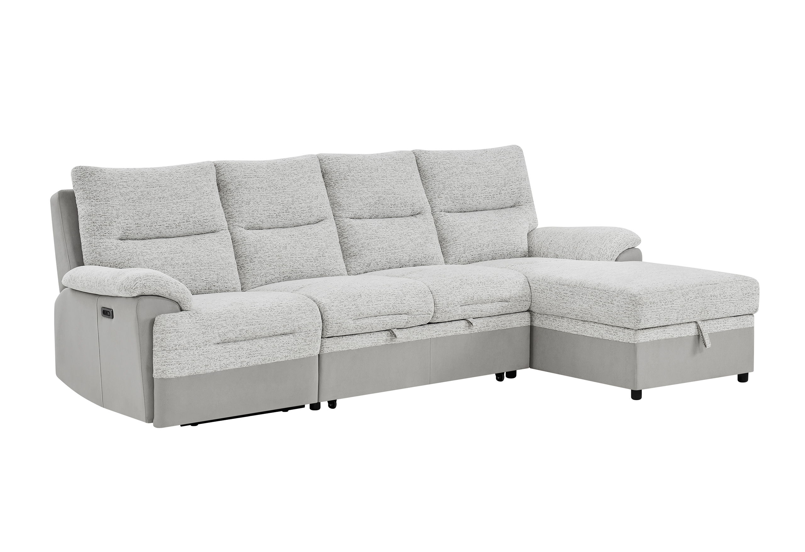 U3822 - Right Facing Chaise With Storage - Light Gray
