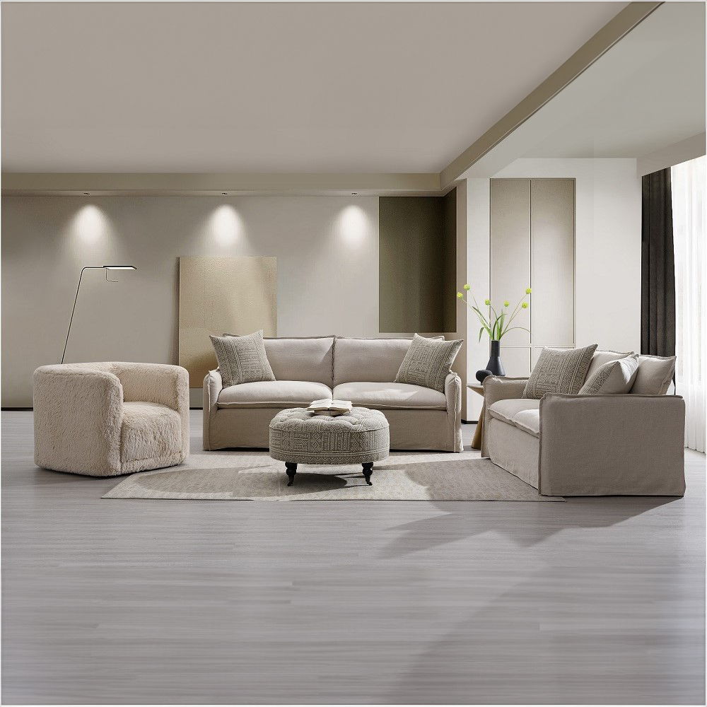 Upendo - Sofa With 2 Pillows - Beige Linen, beige, view 2