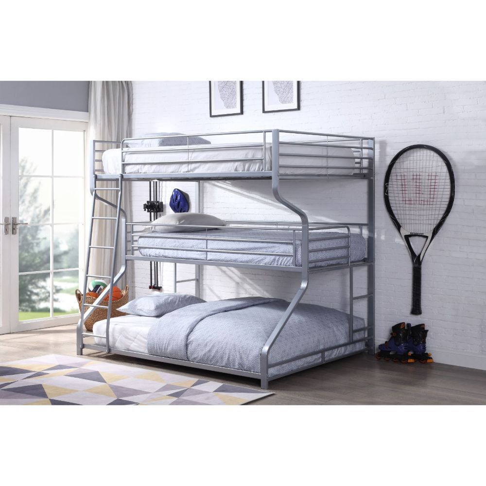 Caius II - Full/Twin/Queen Bunk Bed - Silver, silver