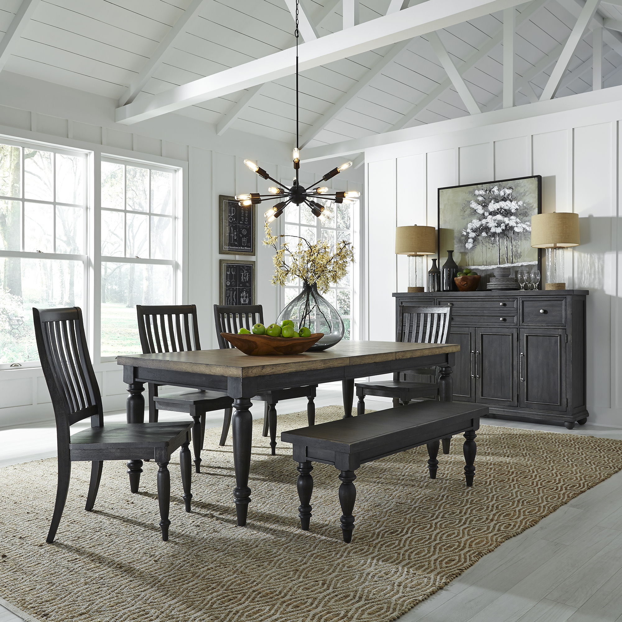 Liberty Furniture Harvest Home - 6 Piece Rectangular Table Set - Black