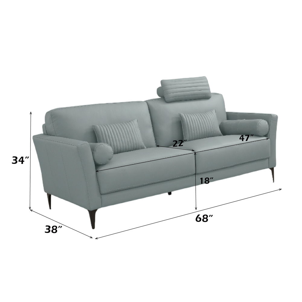 Tussio - Loveseat With 5 Pillows - Watery Leather, light blue, view 3