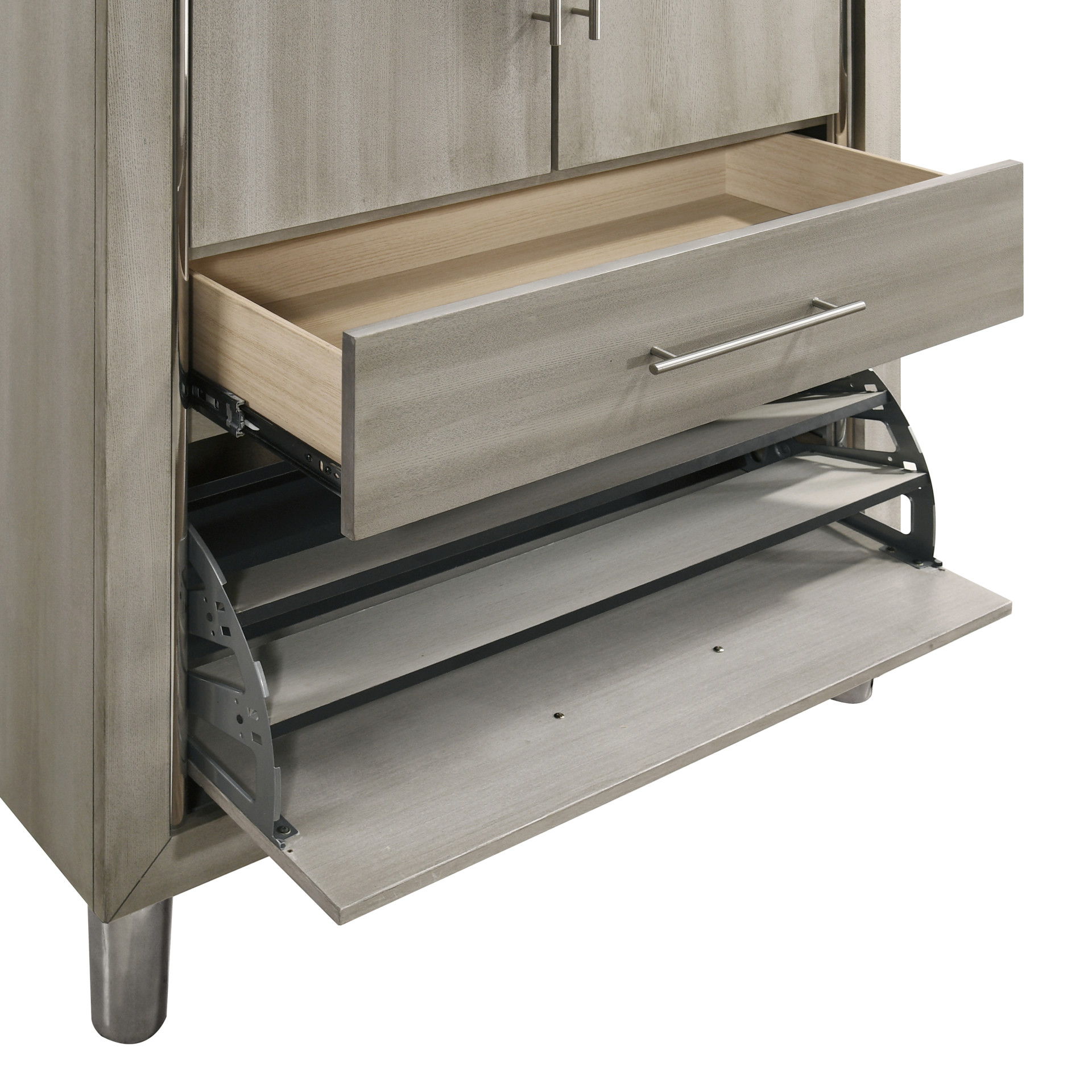 Lennox - Door Chest With Shoe Storage & LED Light - Gray, gray, view 5