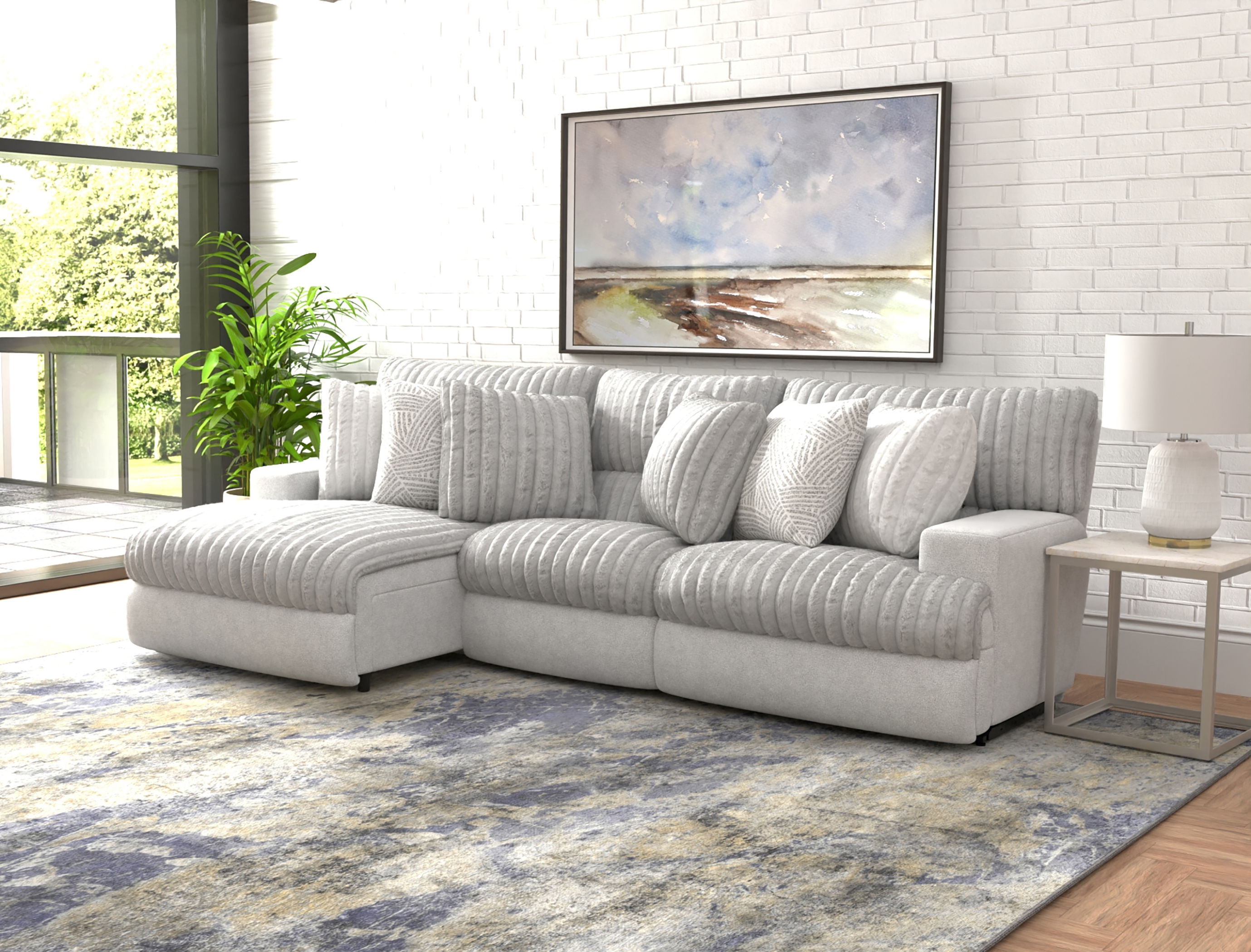 Abraxas - 3 Piece Power Reclining Sectional With 1 Lay-Back Chaise And 1 Recliner (LSF Chaise) - Moonstruck