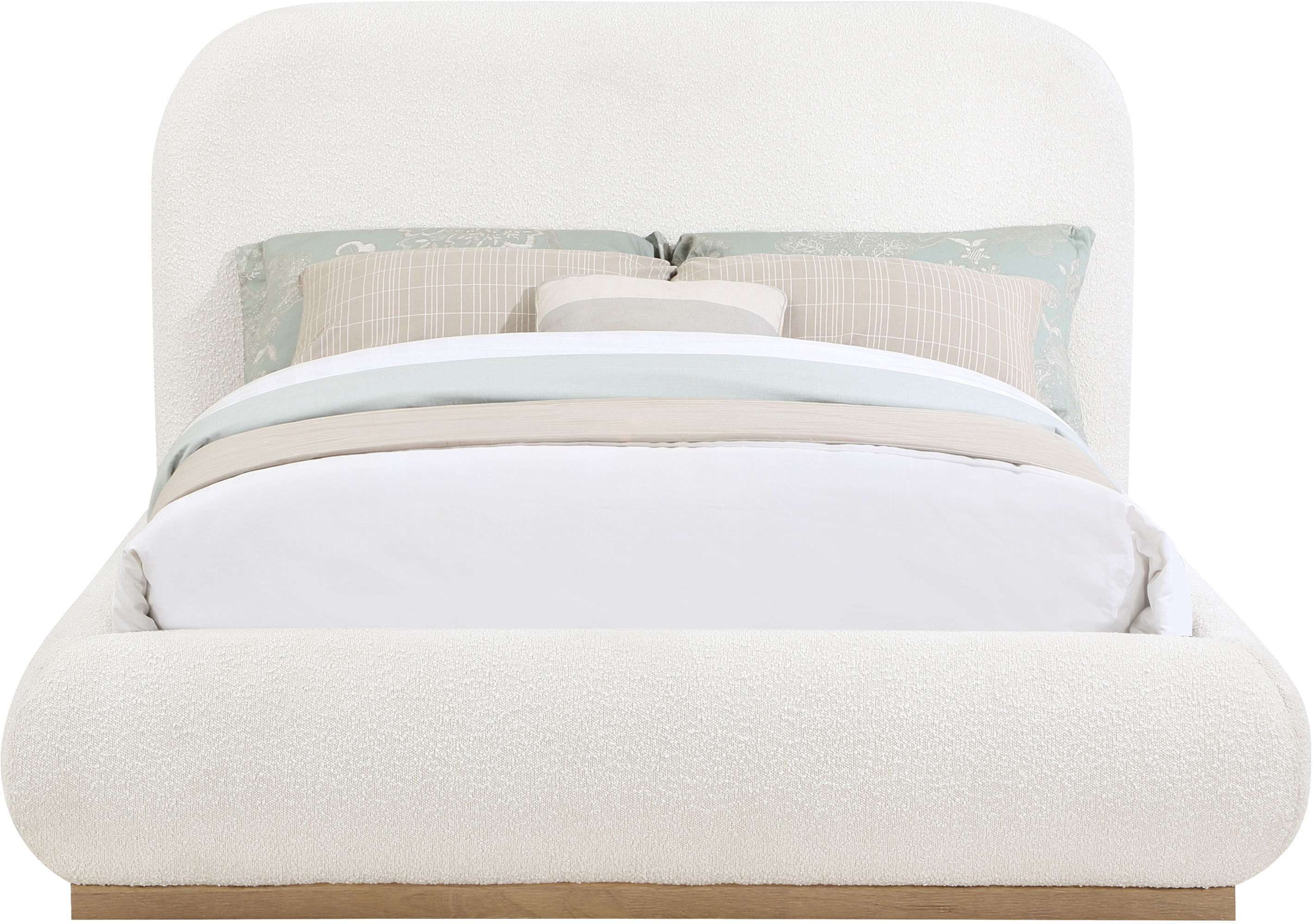 Vaughn - Boucle King Bed With Natural Base - Cream