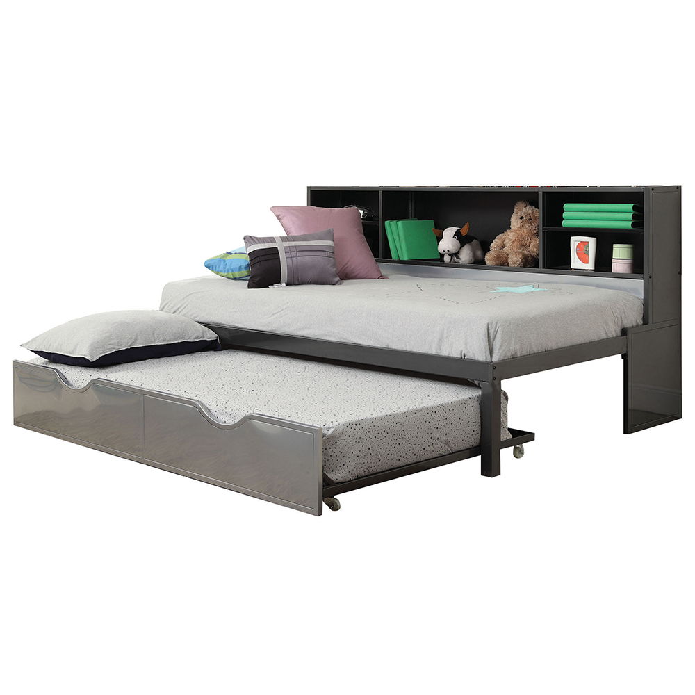 Renell - Twin Bed With Trundle & Storage - Black & Silver, black, view 2