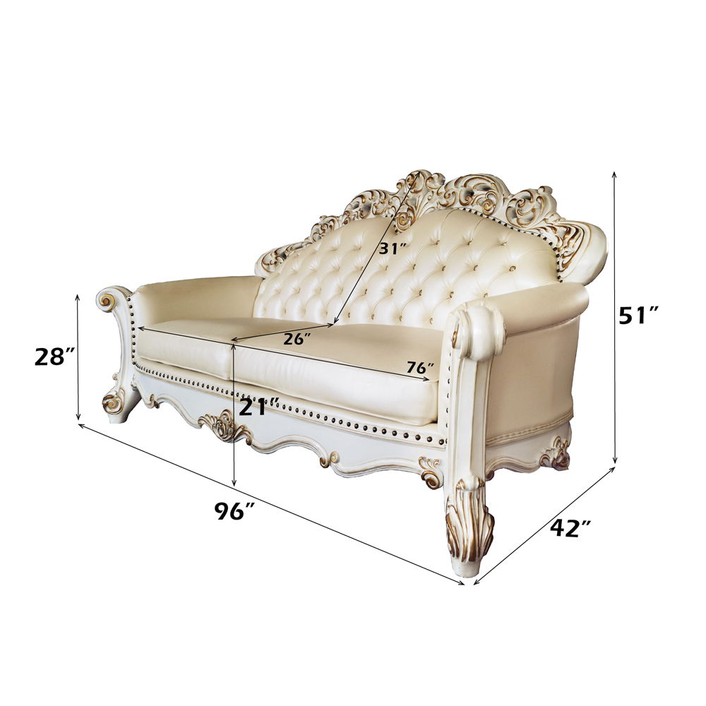 Vendome - Sofa With 5 Pillows - Champagne Synthetic Leather & Antique Pearl, beige, view 7