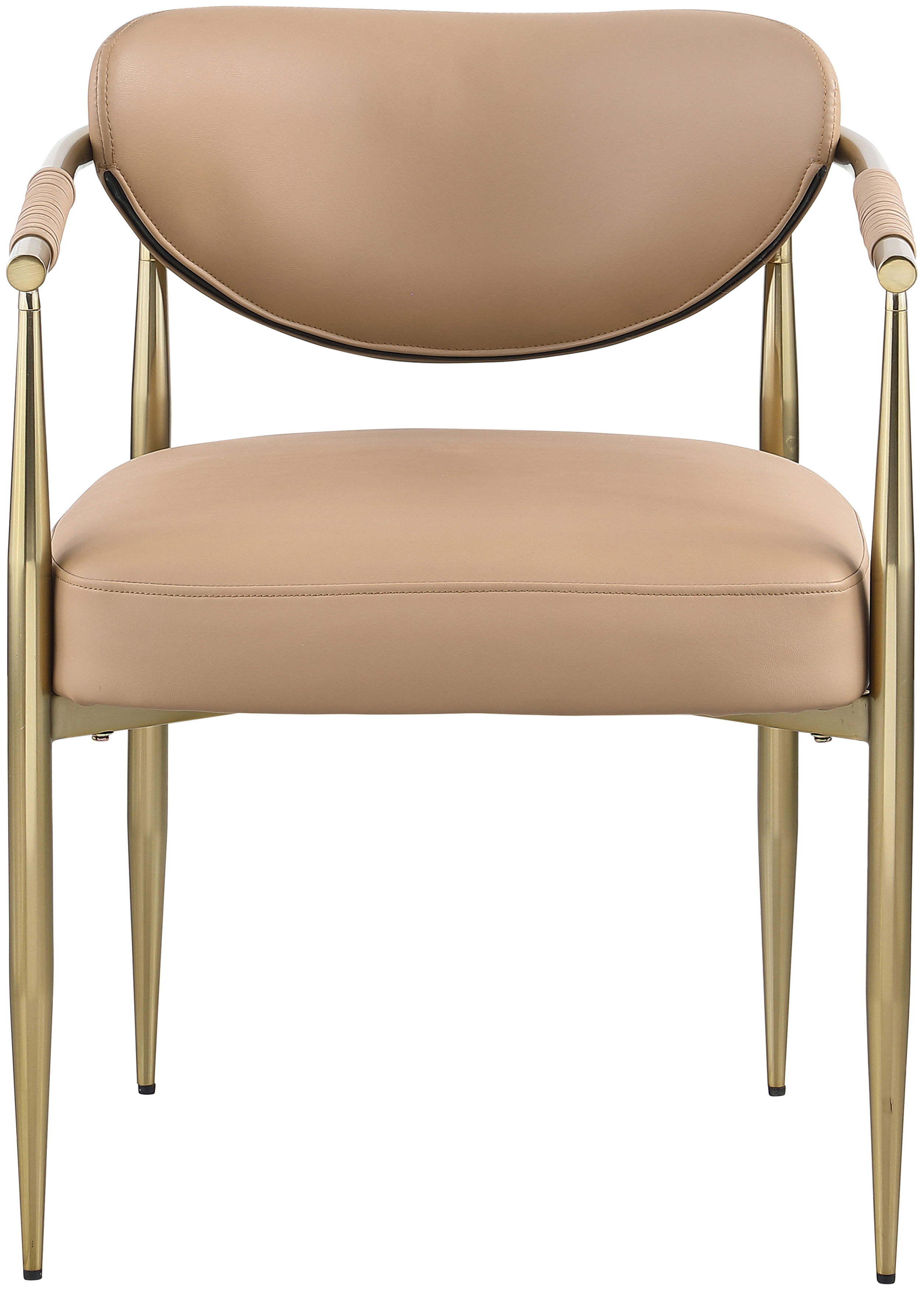 Virella - Vegan Leather Upholstered Dining Chair (Set of 2) - Tan / Brushed Brass