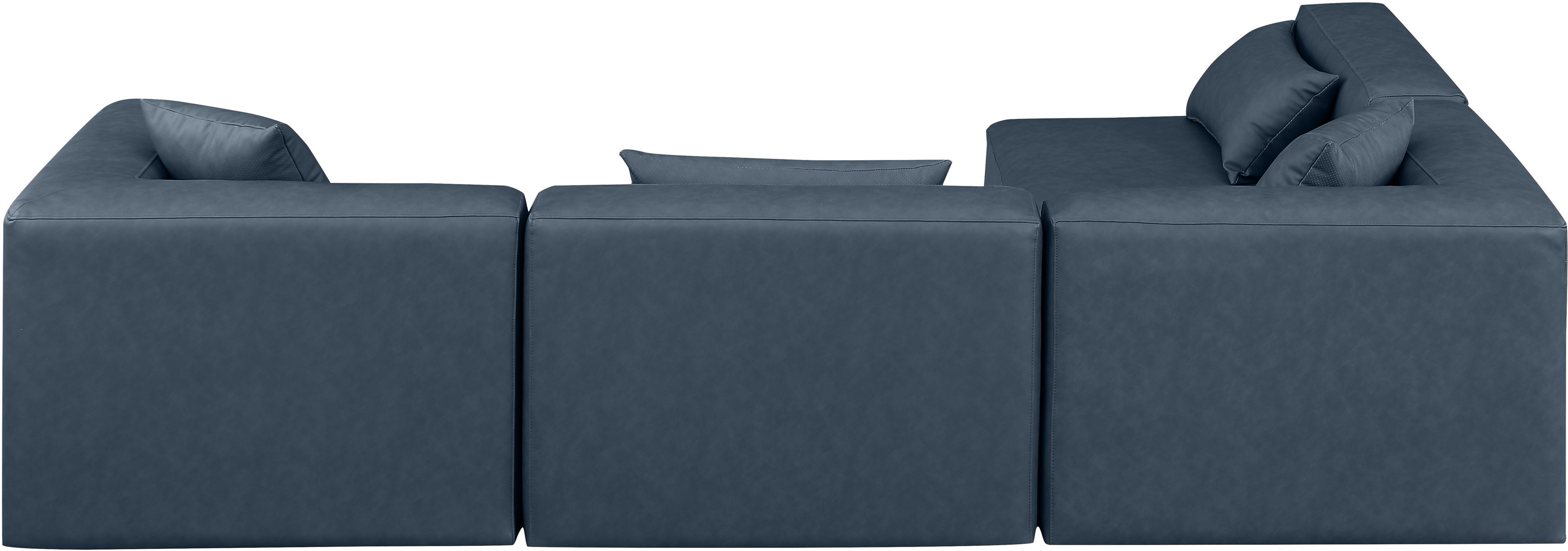 Cube - 4 Piece Modular Corner Sectional - Navy Blue