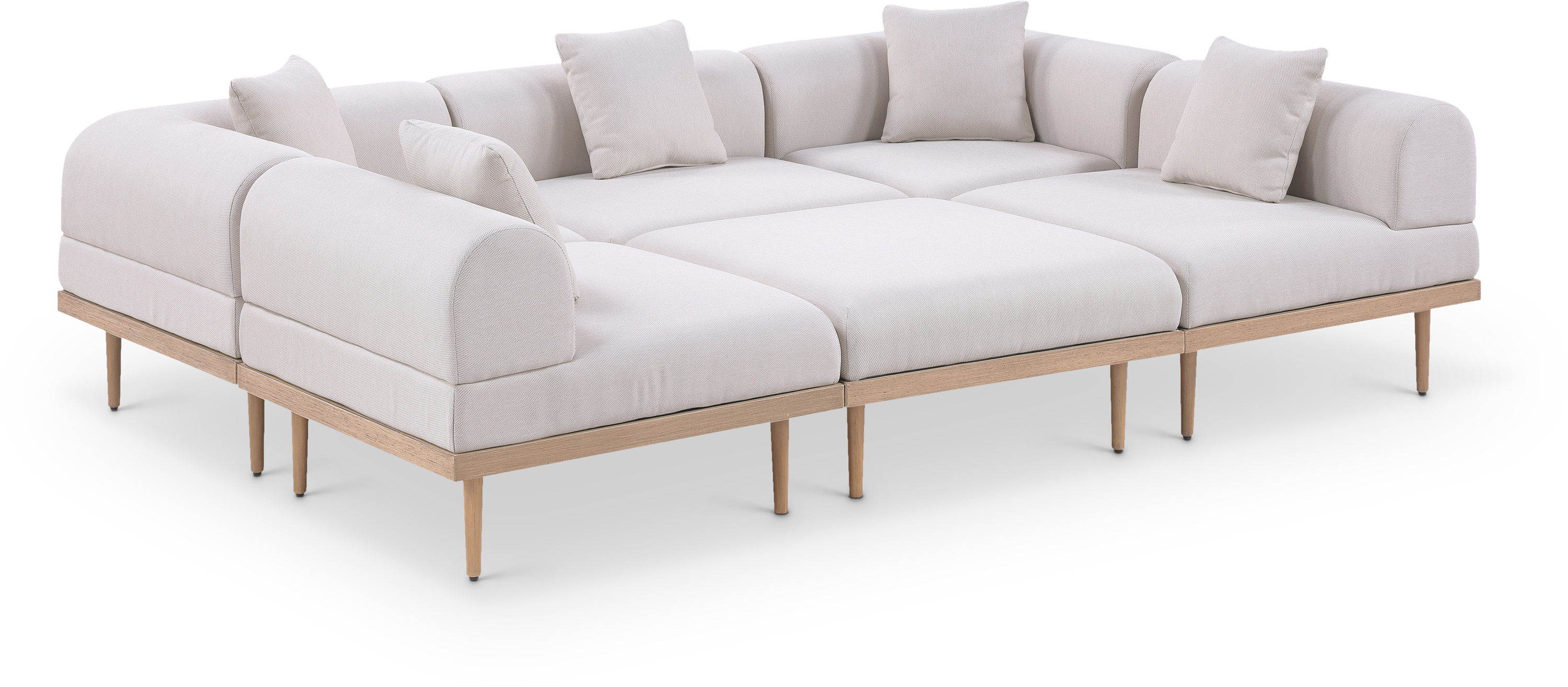 6 Pc · Resilient Water Resistant Fabric 106.5" Upholstered Outdoor Patio Modular Sectional