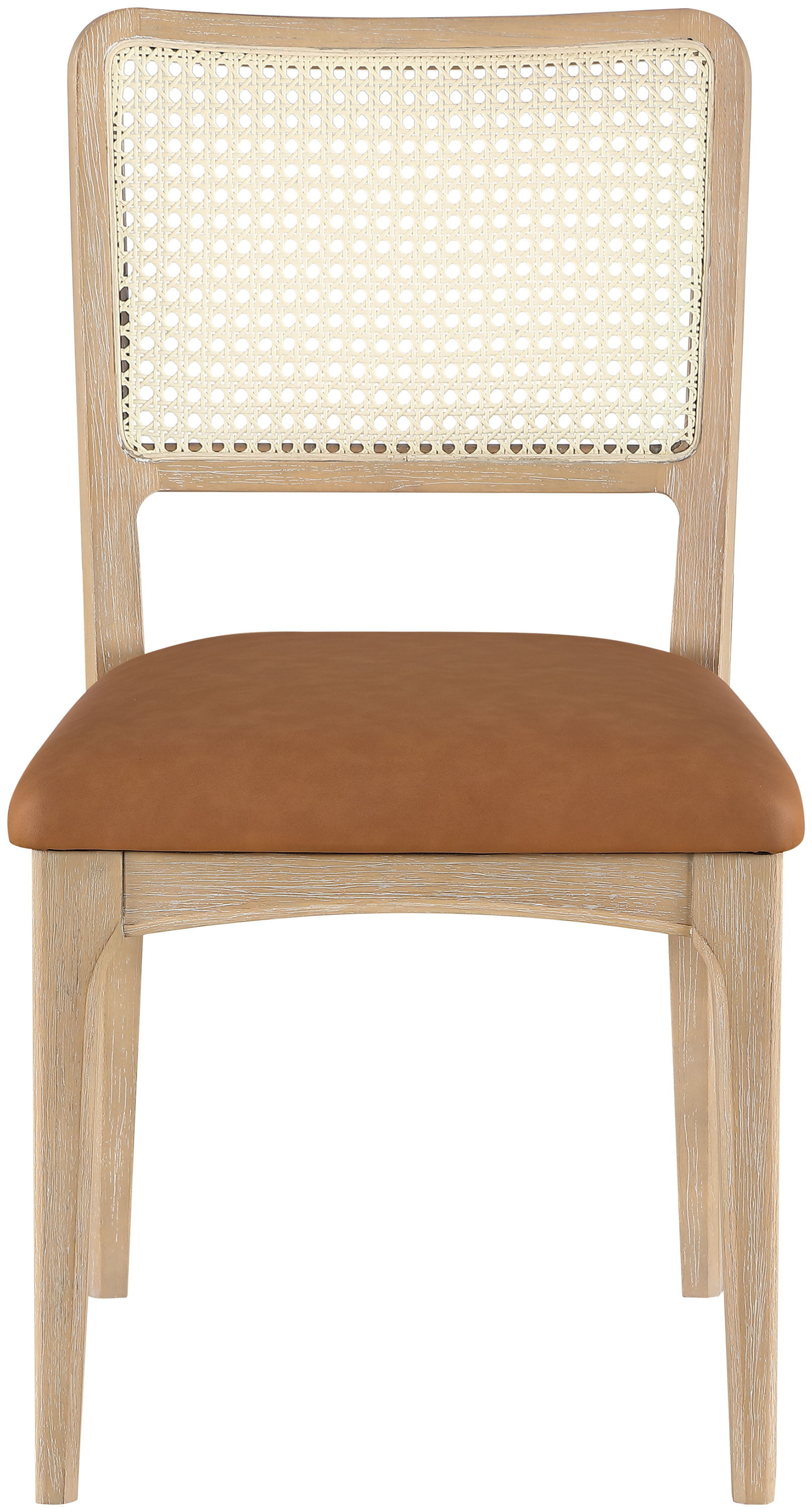 Atrium - Cane Back And Vegan Leather Upholstered Seat Dining Chair (Set of 2) - Cognac / Brushed Natural