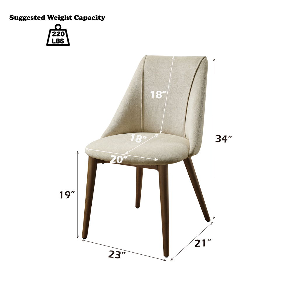 Willene - Side Chair (Set of 2) - Beige Fabric & Walnut, beige, view 6