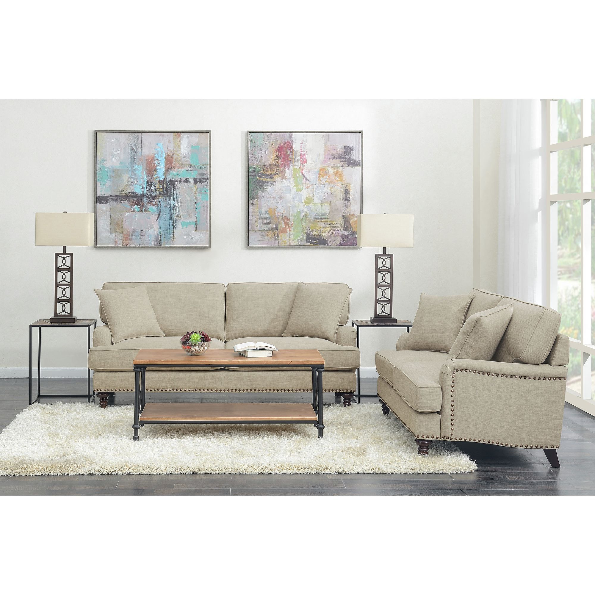 Abby 2PC Set-Sofa & Loveseat in Natural