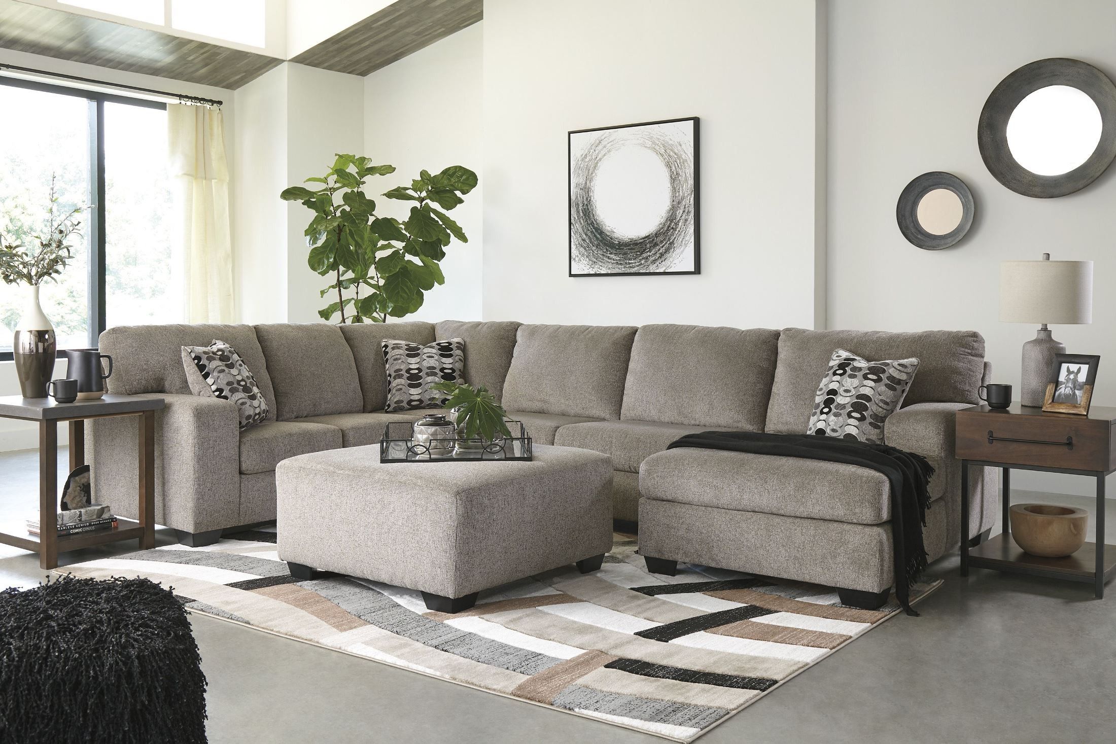 Ashley Ballinasloe - Platinum - Right Arm Facing Corner Chaise 3 Pc Sectional