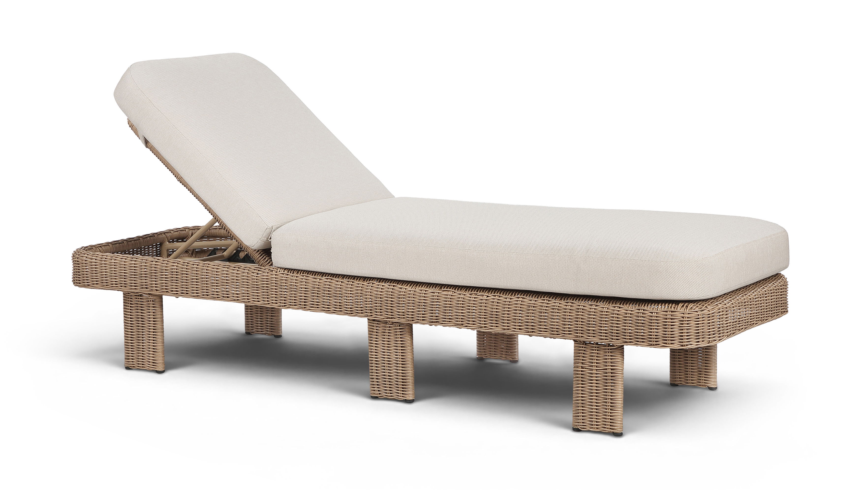 Sandbay - Olefin Water Resistant Fabric And Wicker Outdoor Patio Lounge Chair - Beige