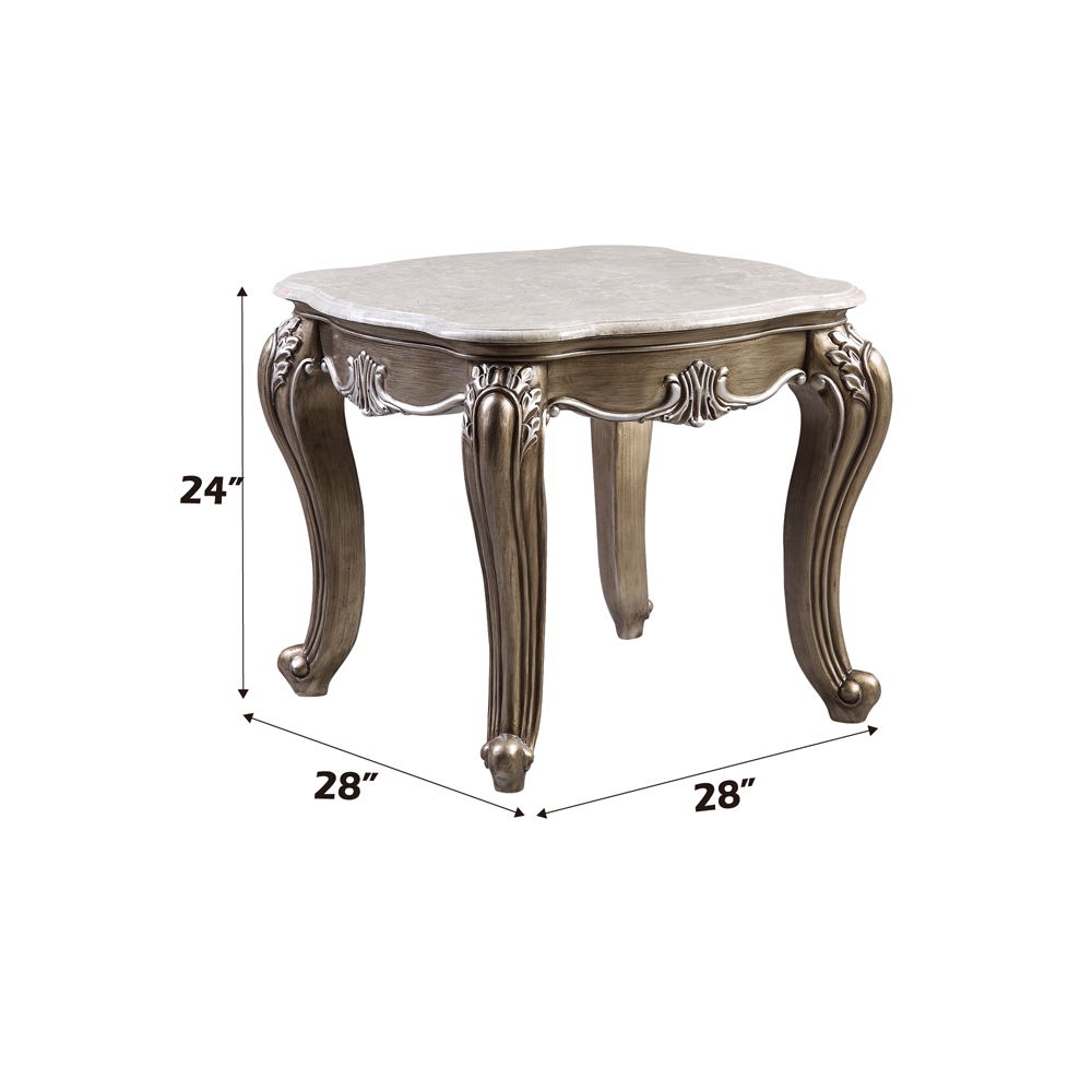 Elozzol - End Table - Marble Top & Antique Bronze, dark gray, view 4