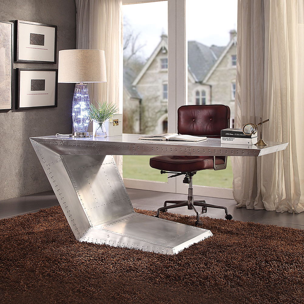 Brancaster - Executive Writing Desk - Aluminum, silver, view 8