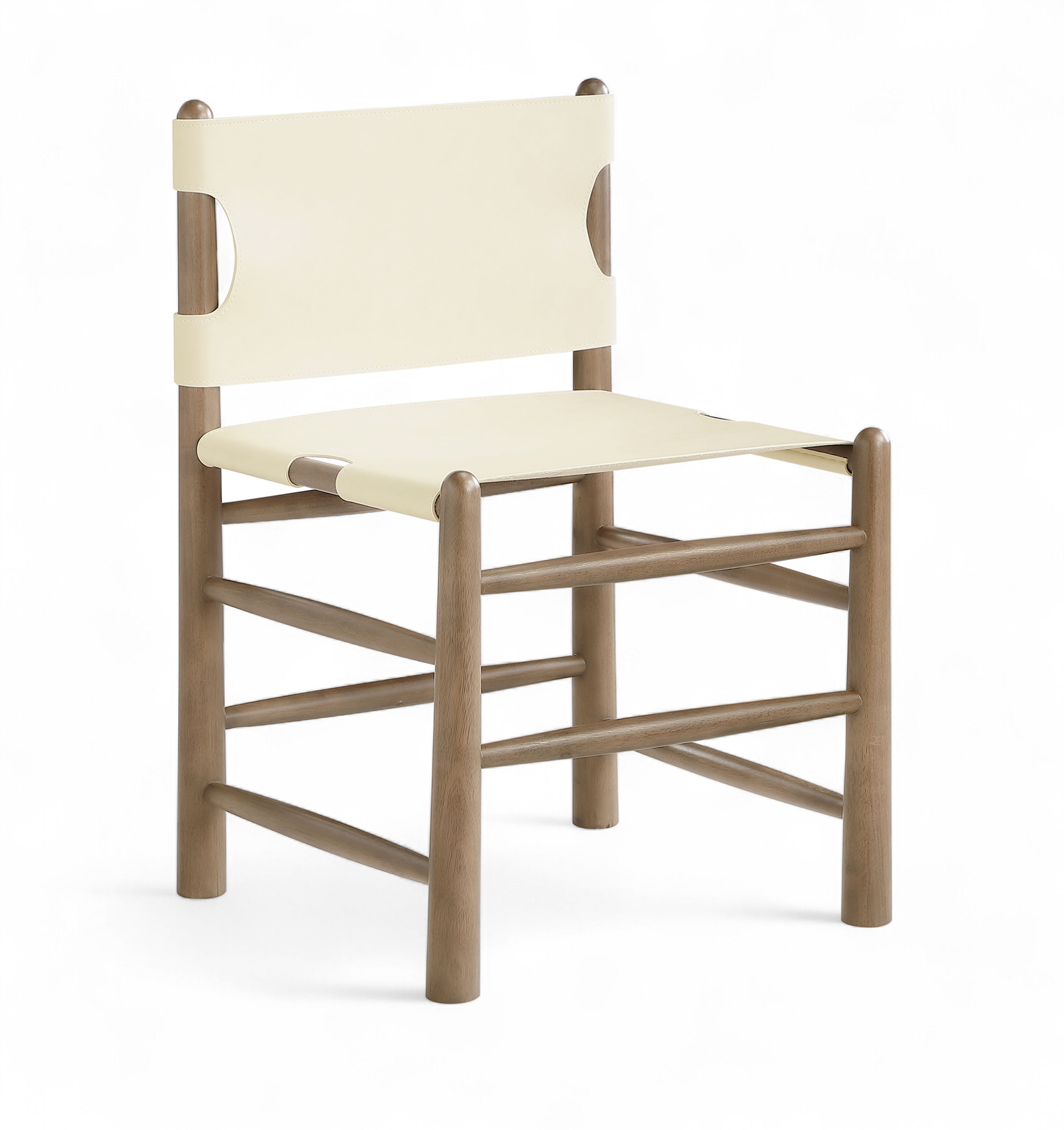 Santos - Vegan Leather Upholstered Dining Chair (Set of 2) - Cream / Stained Brown