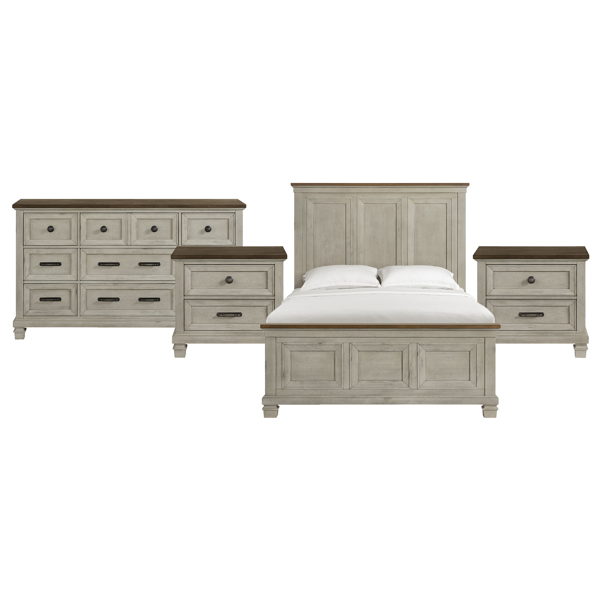 Queen · 4 Pc · Bedroom Set With 2 Nightstands & Dresser