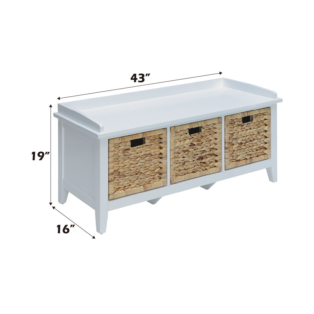 Flavius - Bench With Storage - Rattan & White, white, view 7