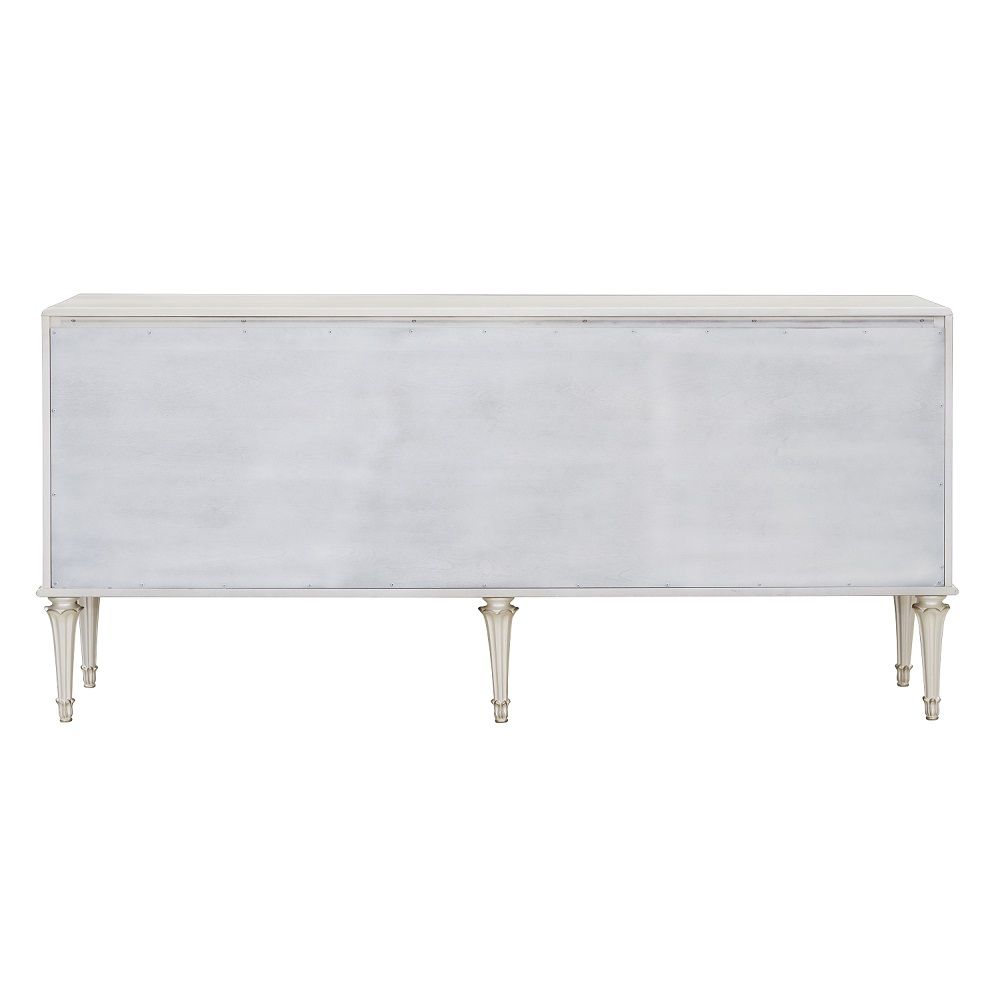 Ansaldo - Console Cabinet - Pearl White & Silver Shimmer, white, view 3