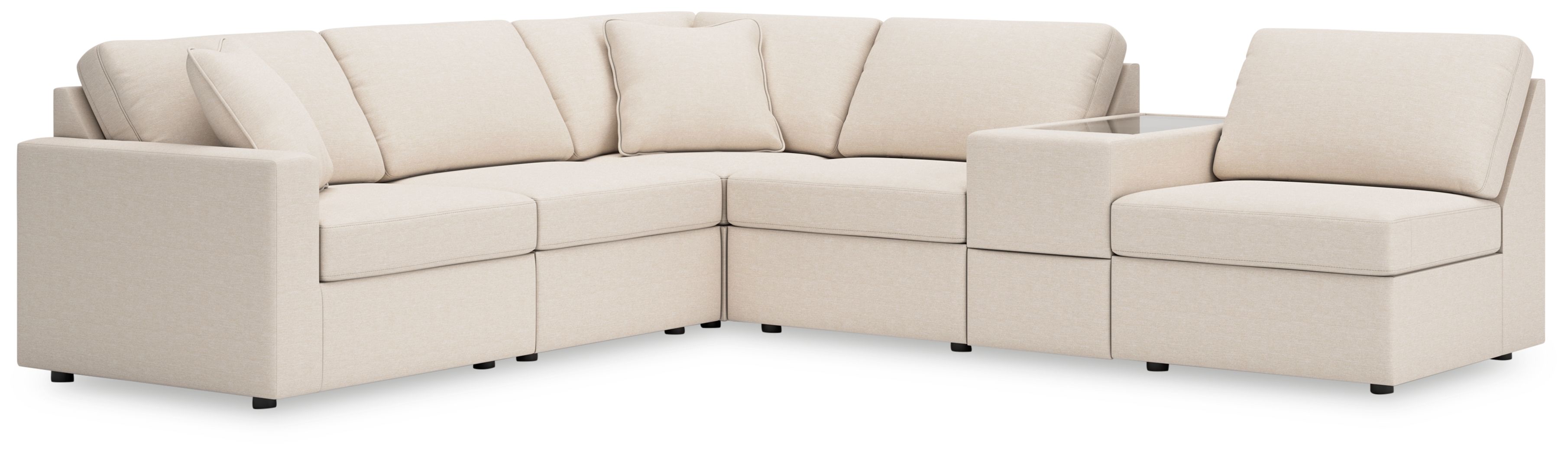 6 Pc · Sectional With Storage Console And 3 Armless Chairs