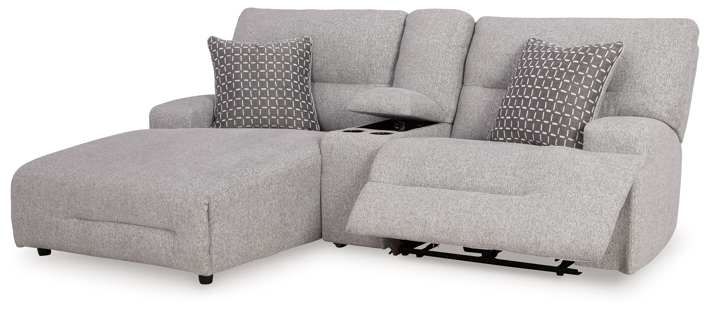 Acklen Place - 3-Piece Power Reclining Sectional Sofa With Laf Chaise - Pewter