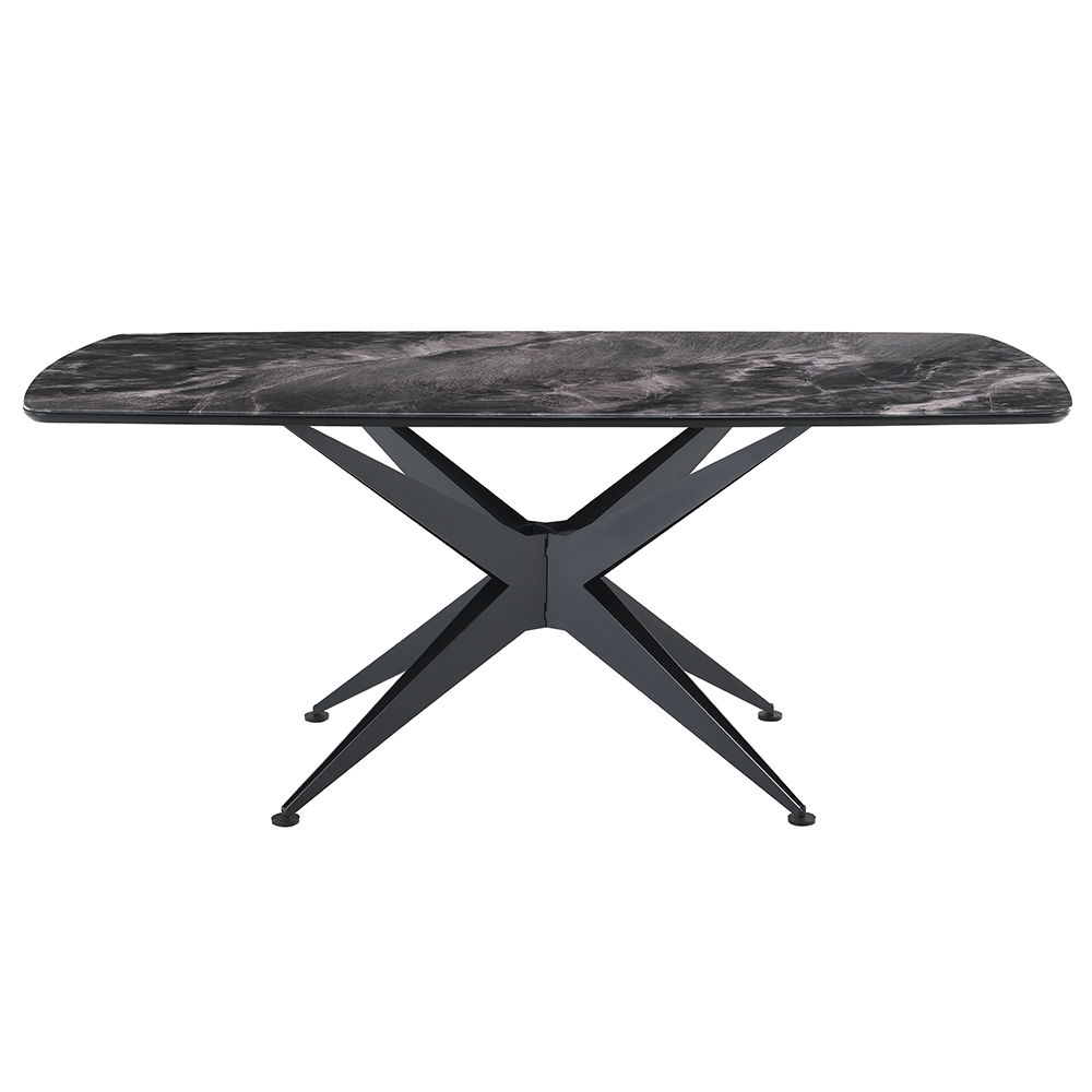 Klaus - Dining Table - Crystal Tempered Glass Top & Black Finish, black, view 8