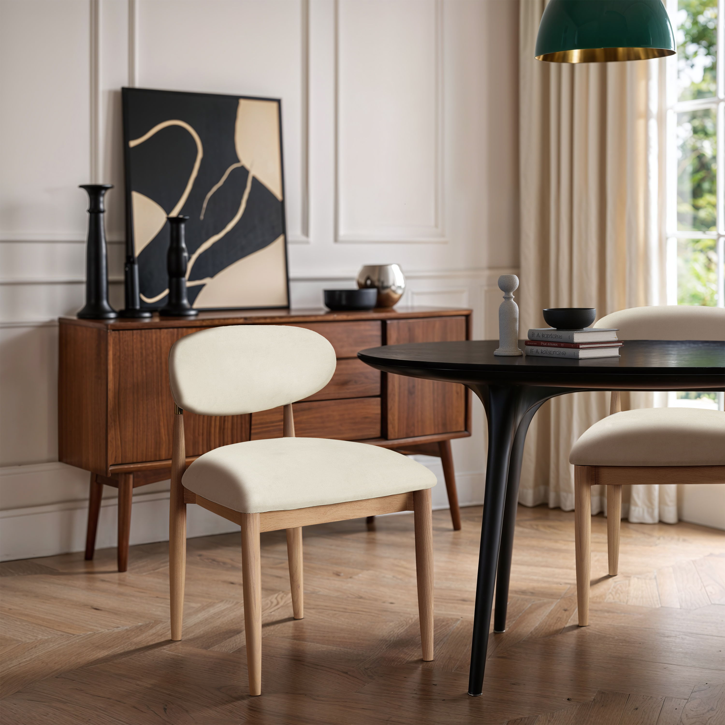 Riccio - Vegan Leather Dining Side Chair (Set of 2) - Cream
