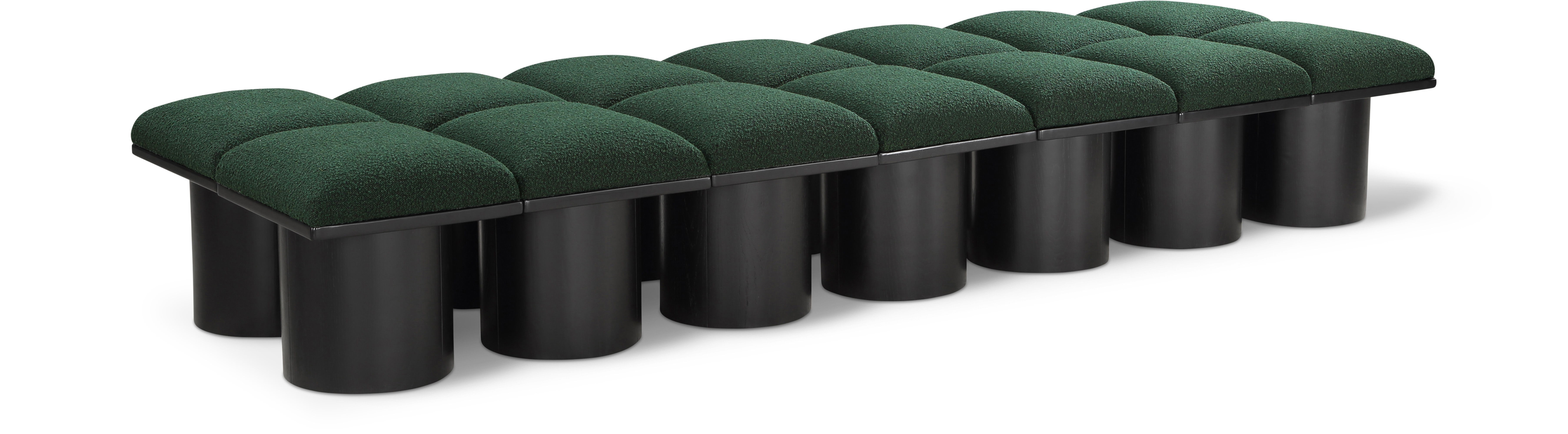 Pavilion - 108.5" 14 Piece Modular Bench With Black Base - Green