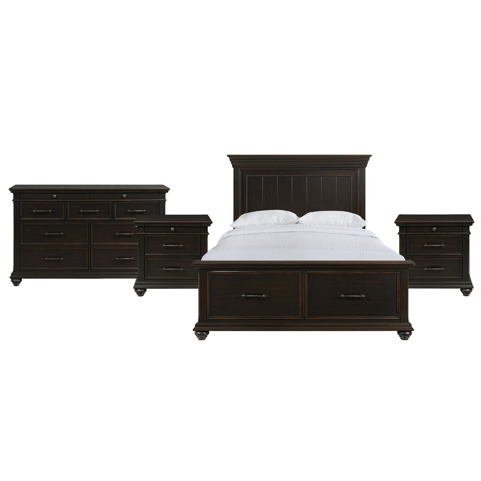 Queen · 4 Pc · Bedroom Set With 2 Nightstands & Dresser