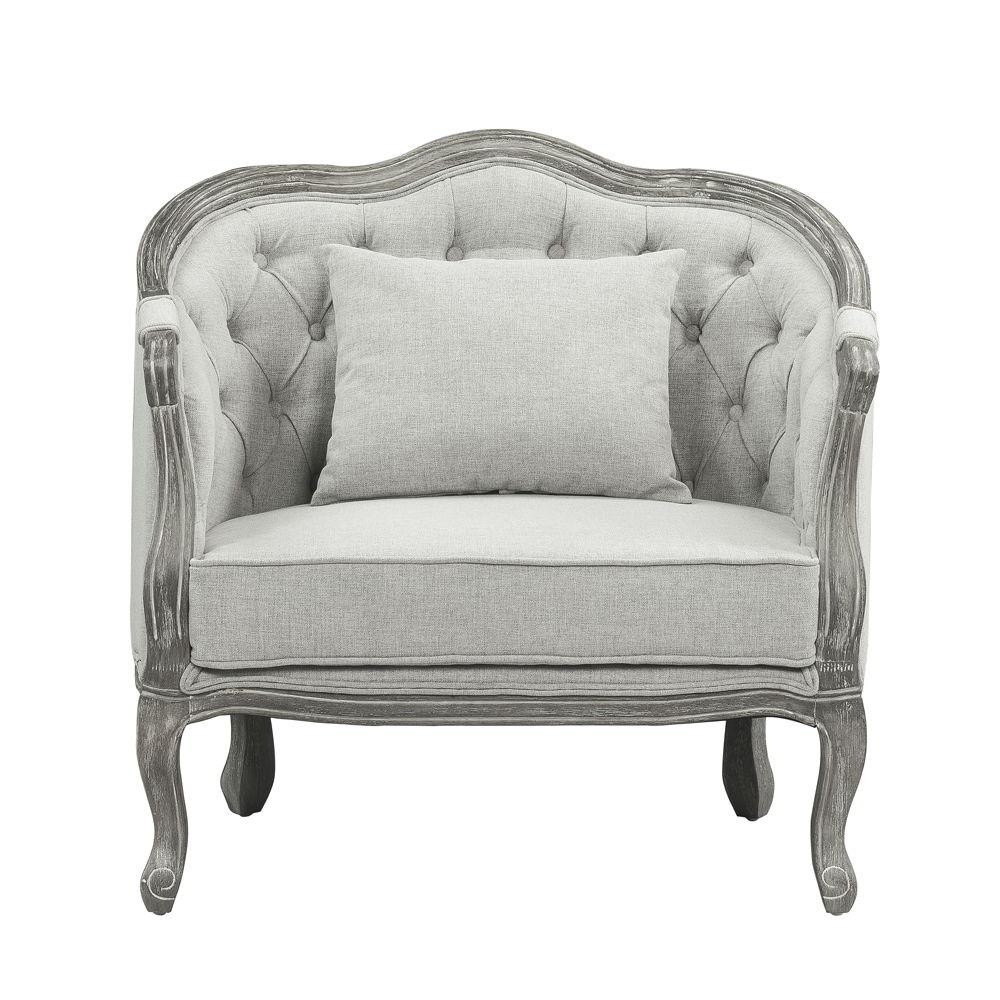 Samael - Chair With Pillow - Gray Linen & Gray Oak, light gray, view 8