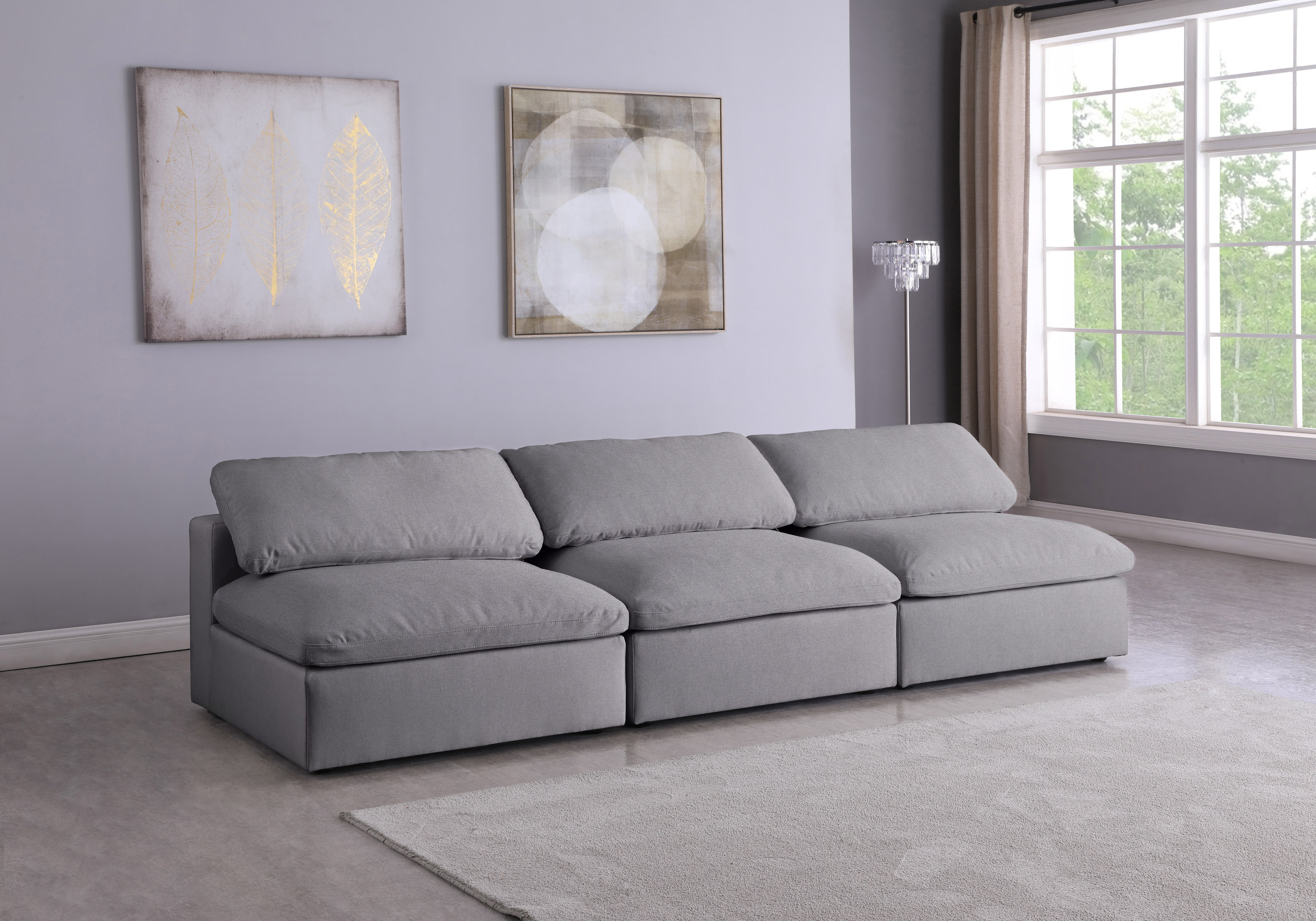 Serene - 3 Piece Modular Armless Sofa - Gray