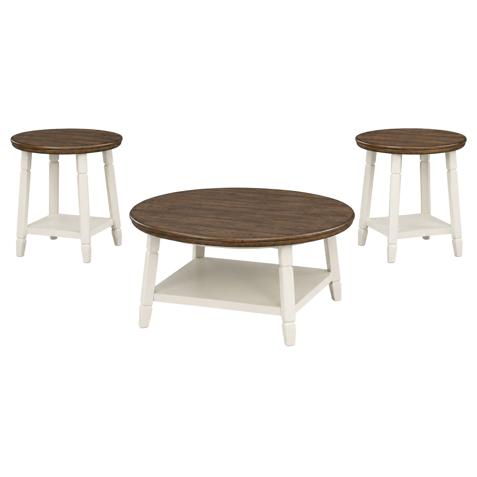 Flaherty - 3 Piece Occasional Set (1 Coffee & 2 End Tables) - Brown / White, dark brown, view 7