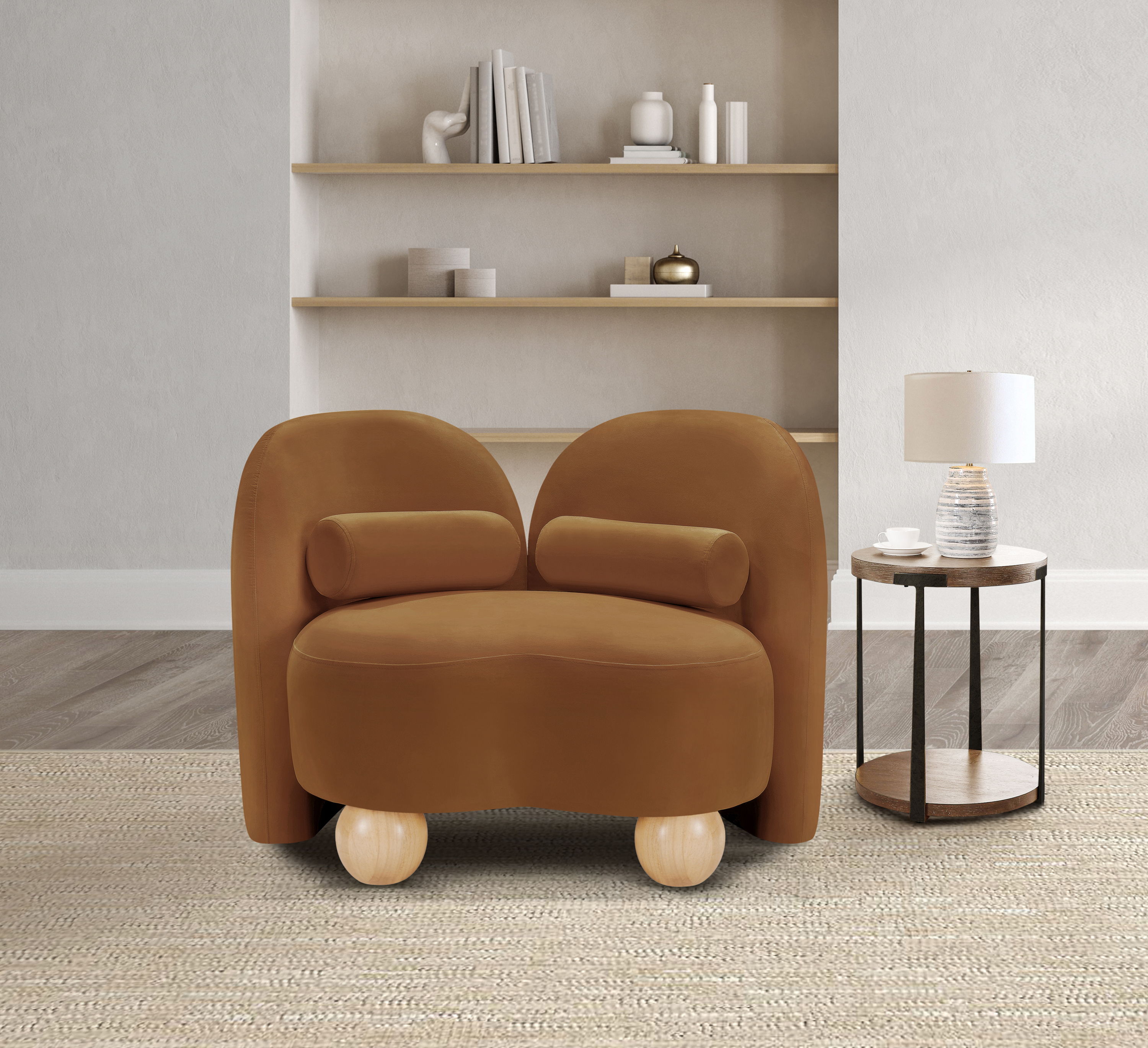 Daphne - Velvet Chair - Saddle