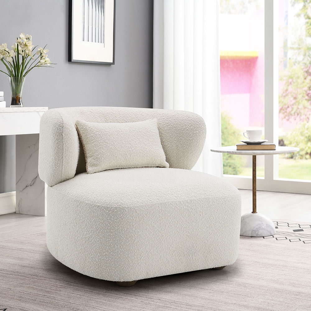 Darius - Accent Chair With Pillow - Beige Boucle, beige, view 2