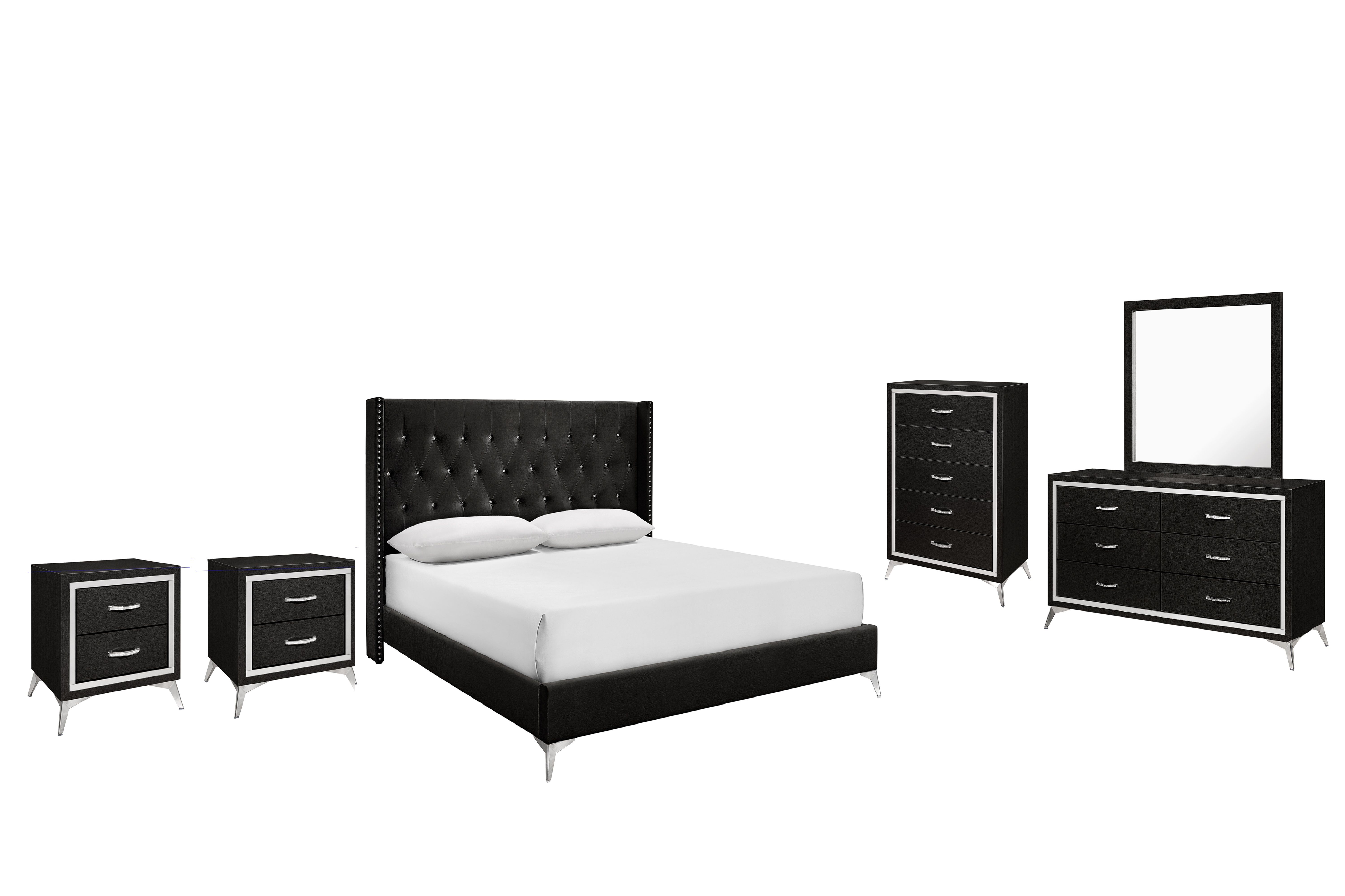 Eastern King · 6 Pc · Bed & Dresser & Mirror & Chest & 2 Nightstands