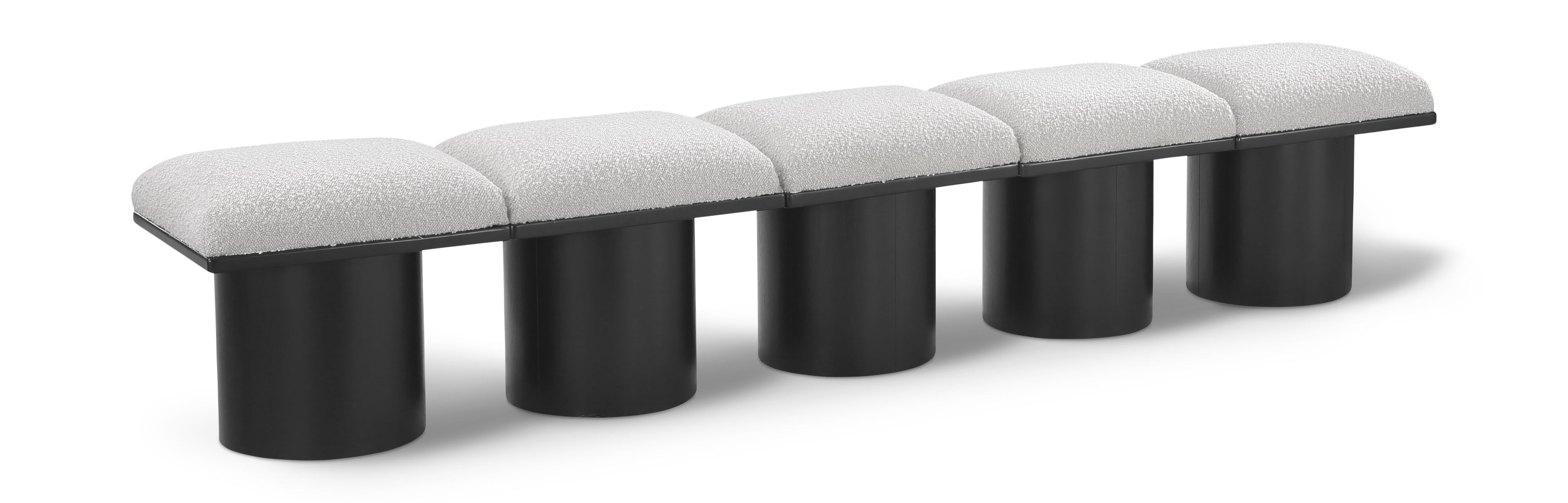 Pavilion - 90" 5 Piece Modular Bench With Black Base - Cream