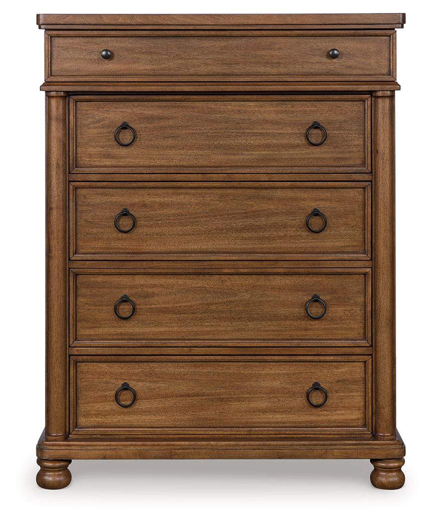Rowlenstown - Five Drawer Chest - Brown