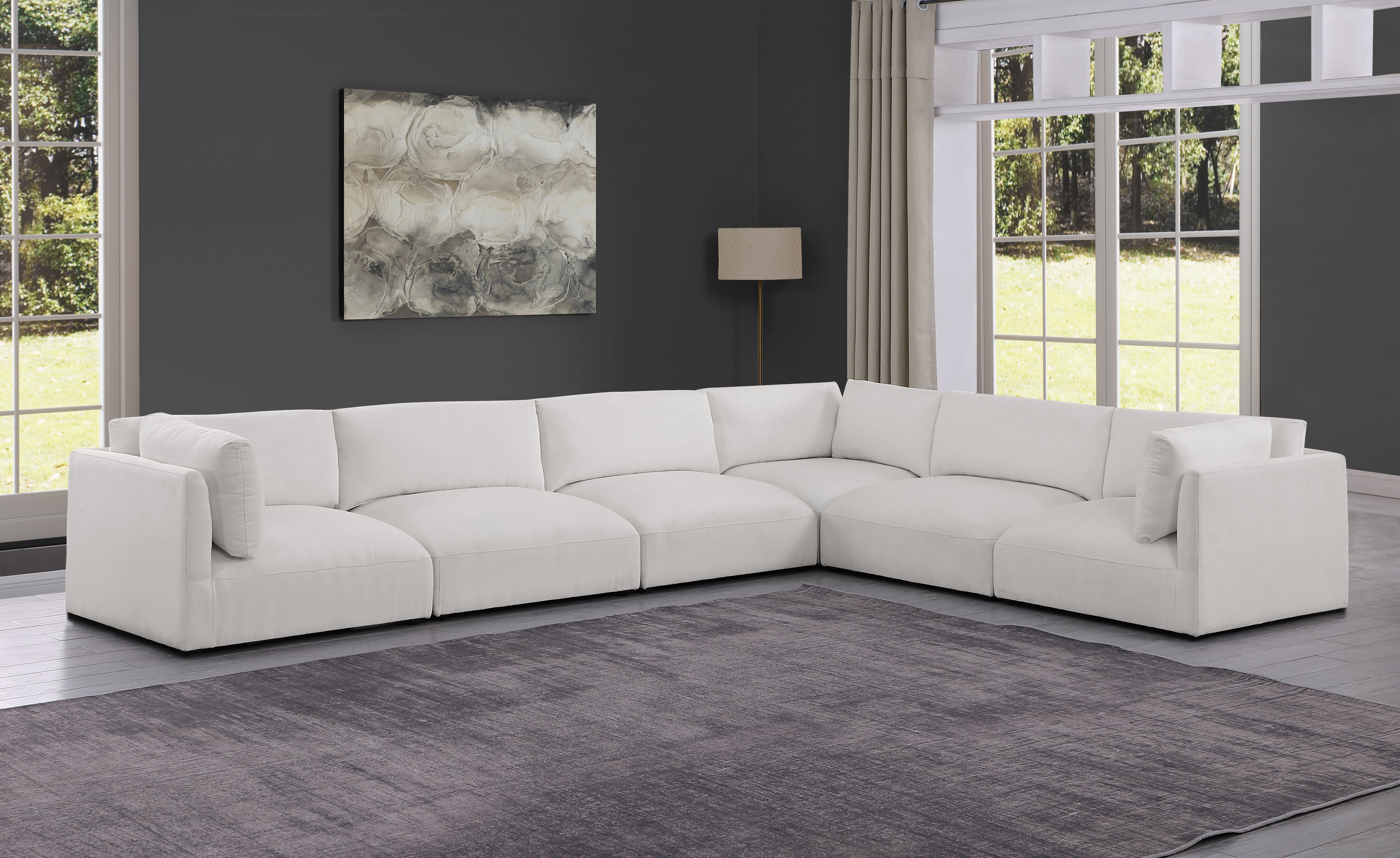 Ease - 6 Piece Modular Corner Sectional - Cream