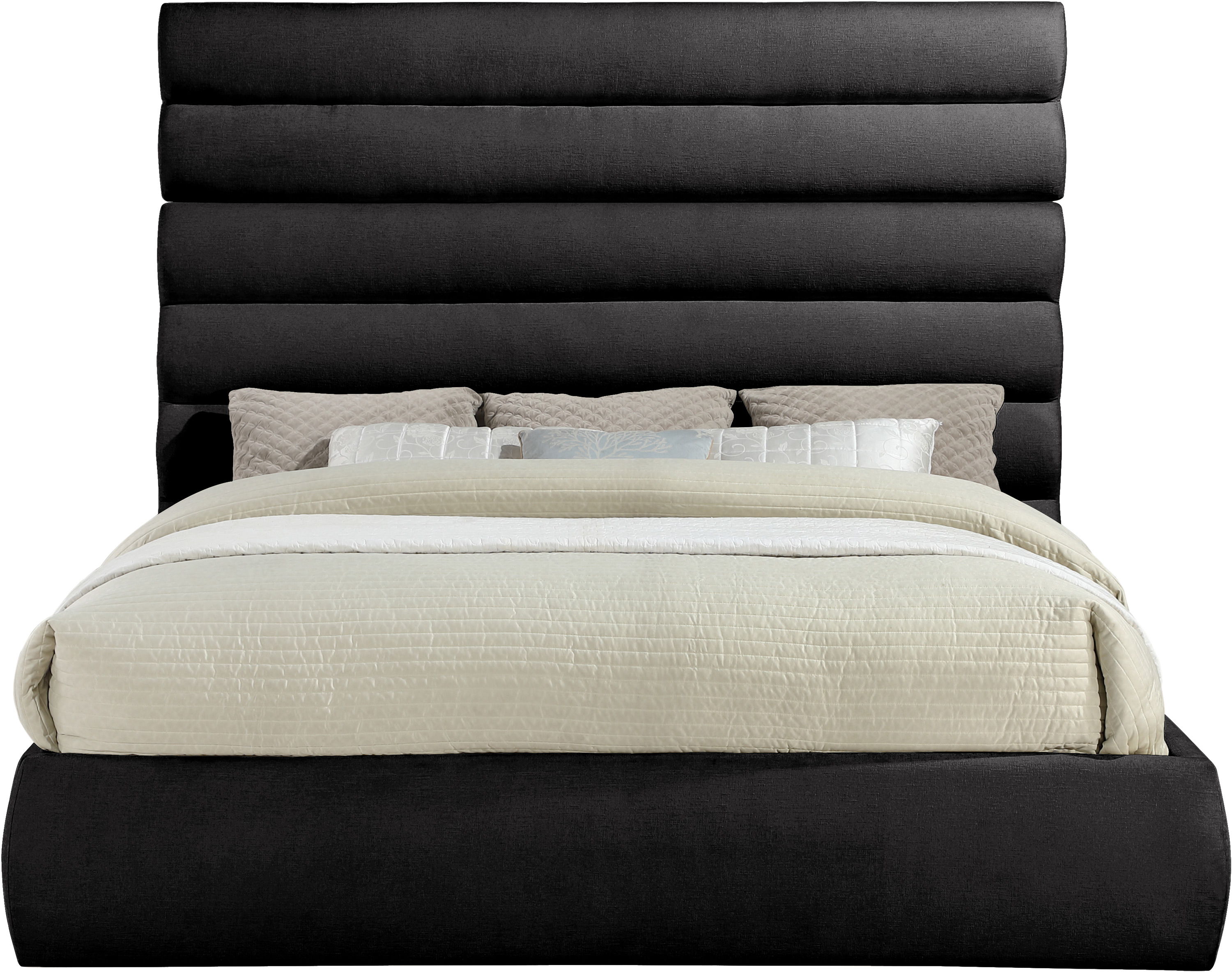 Adam - Chenille Fabric King Bed With 70.5" Headboard - Black