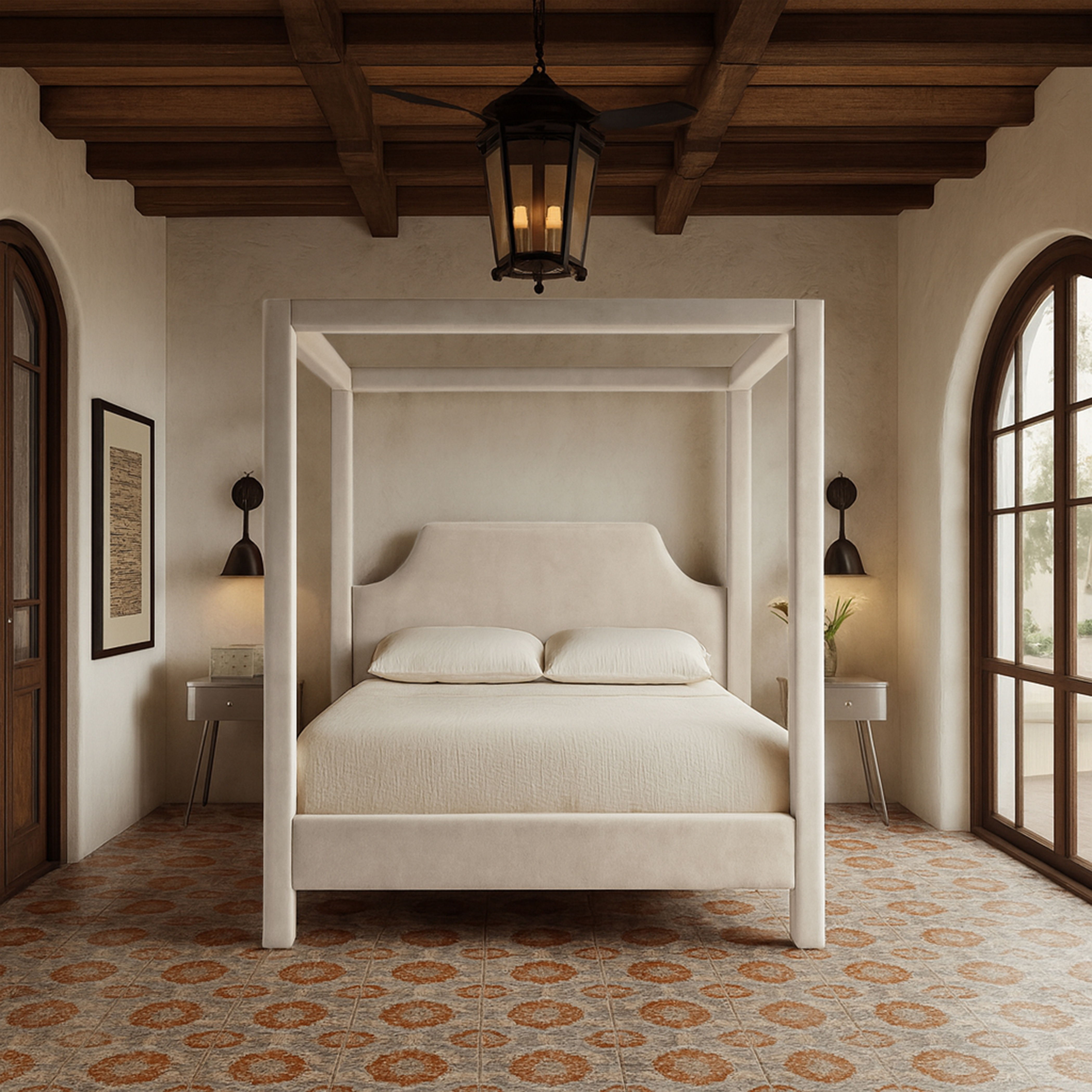 Dawson - Velvet Upholstered King Bed - Cream