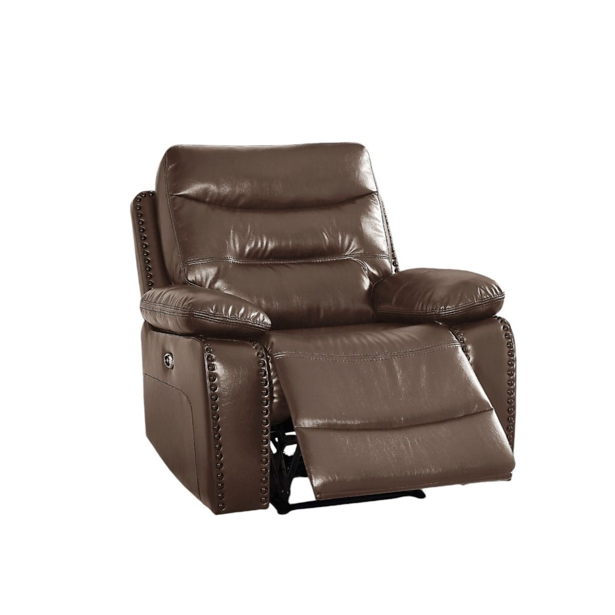 Aashi - Power Motion Recliner - Brown Leather-Gel Match, dark brown, view 3