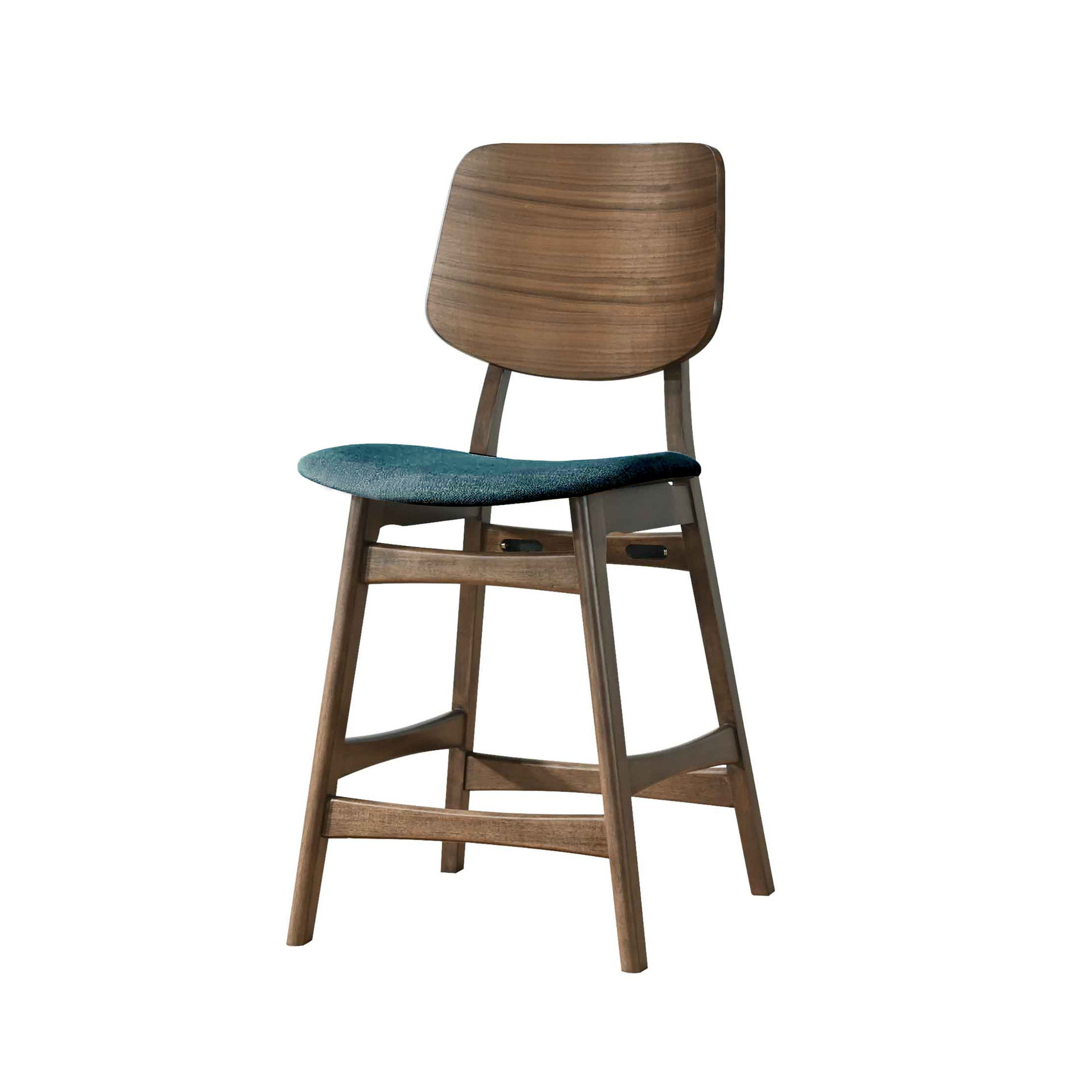 Oscar - Counter Chair With Cushion (Set of 2) - Walnut / Forest Green