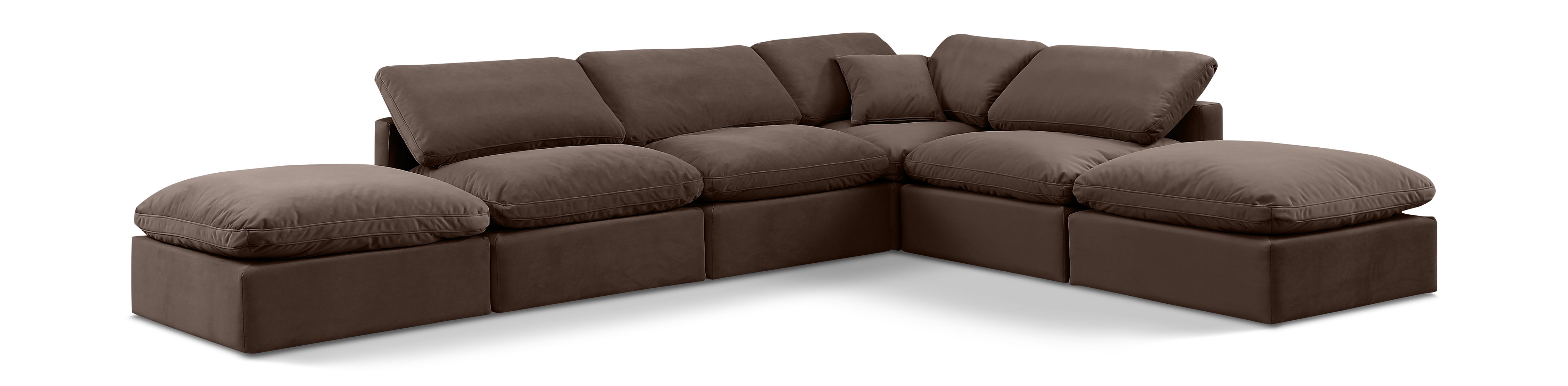 Indulge - Velvet 6 Piece Modular Armless Sectional - Brown